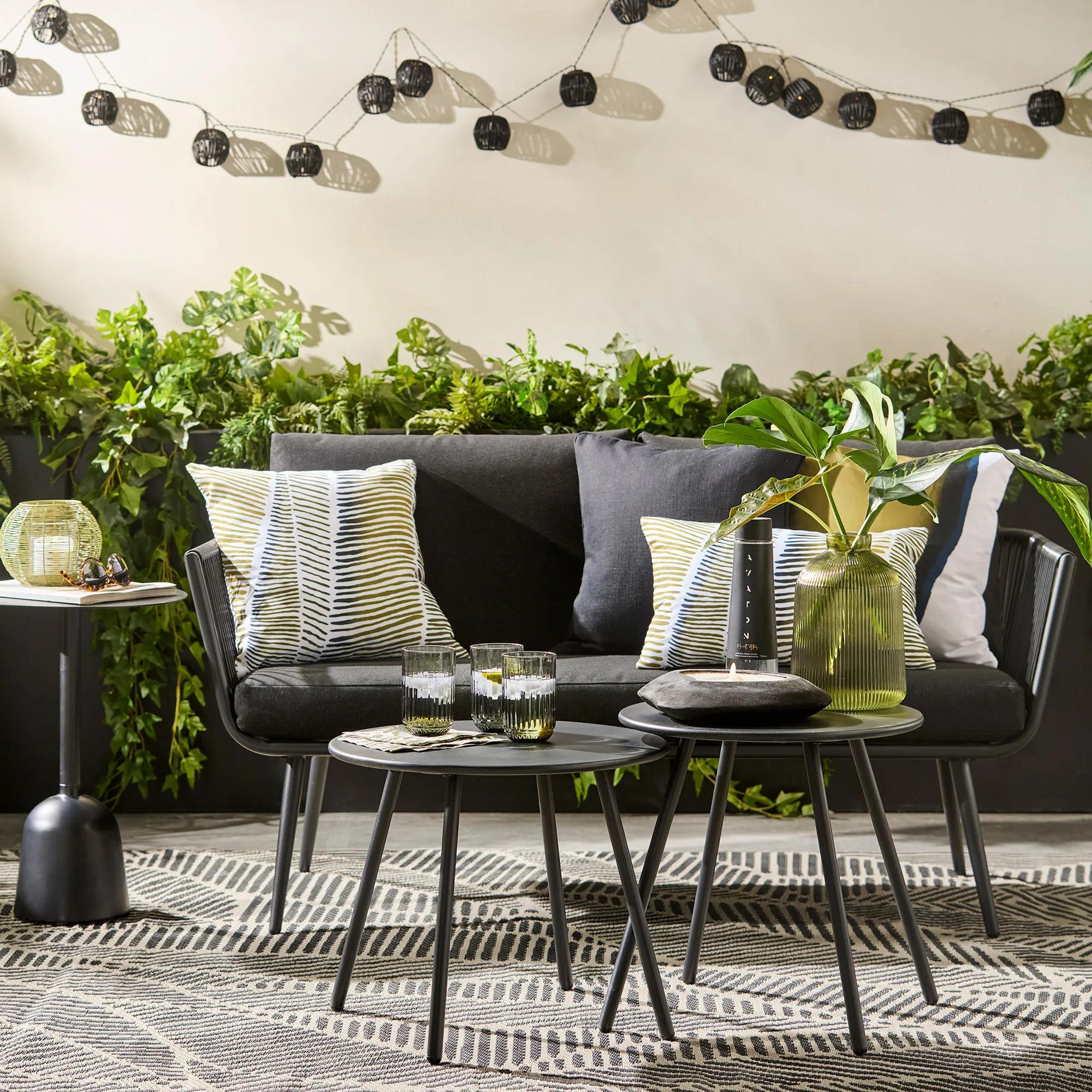 2-seat outdoor black sofa - Image 2