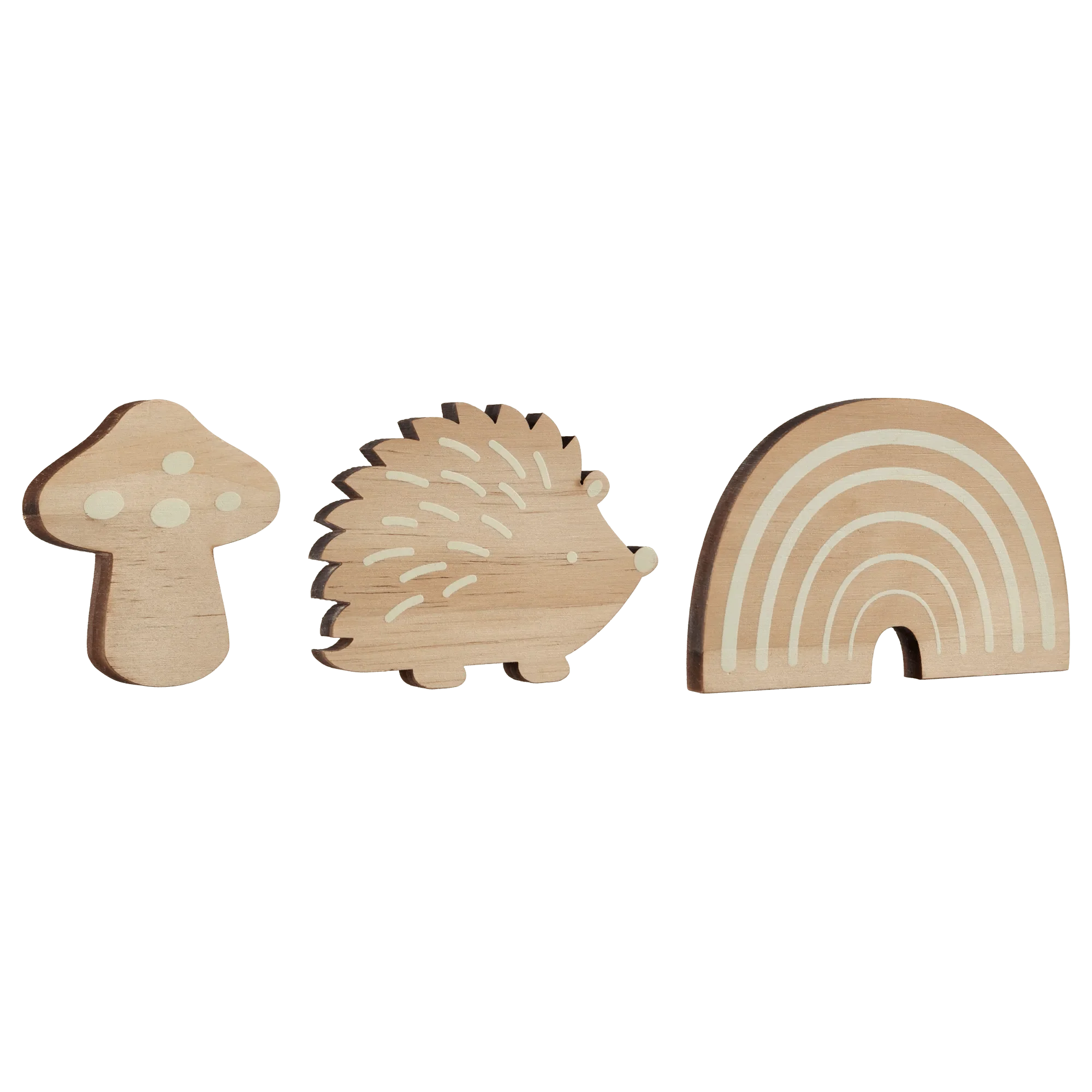 3 Shaped Wood Wall Hooks