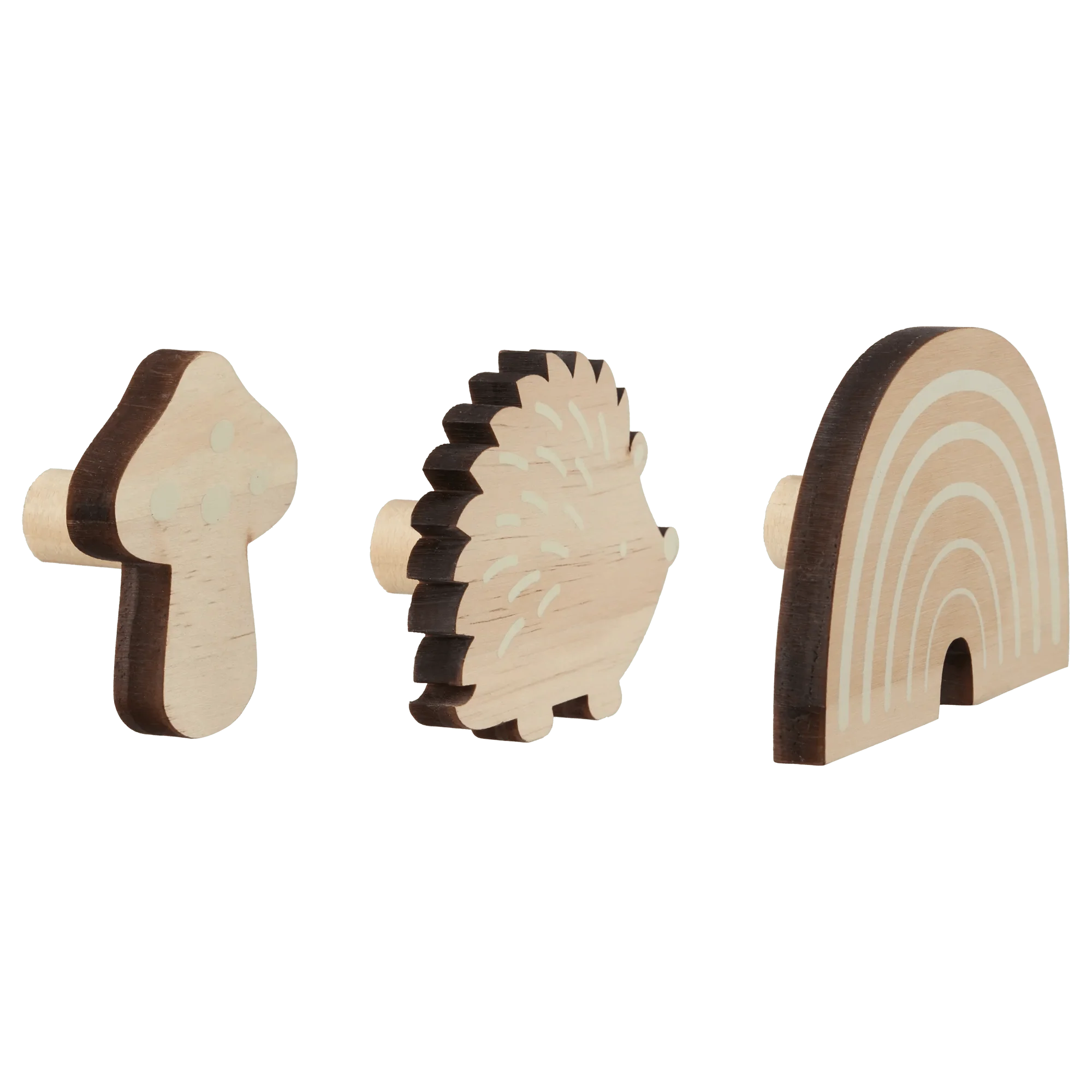 3 Shaped Wood Wall Hooks - Image 3