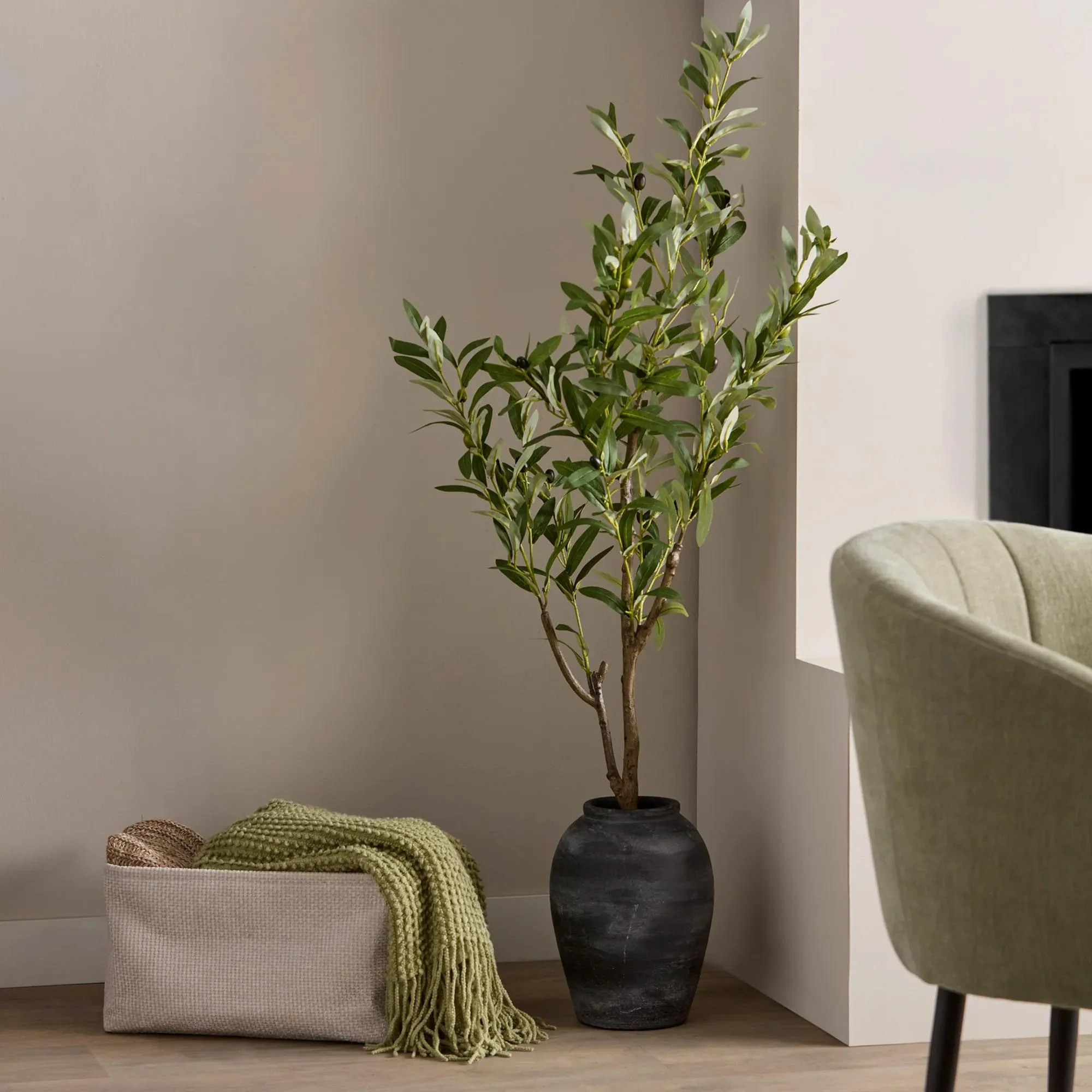 Artificial Olive Tree in Ceramic Vase - Image 6