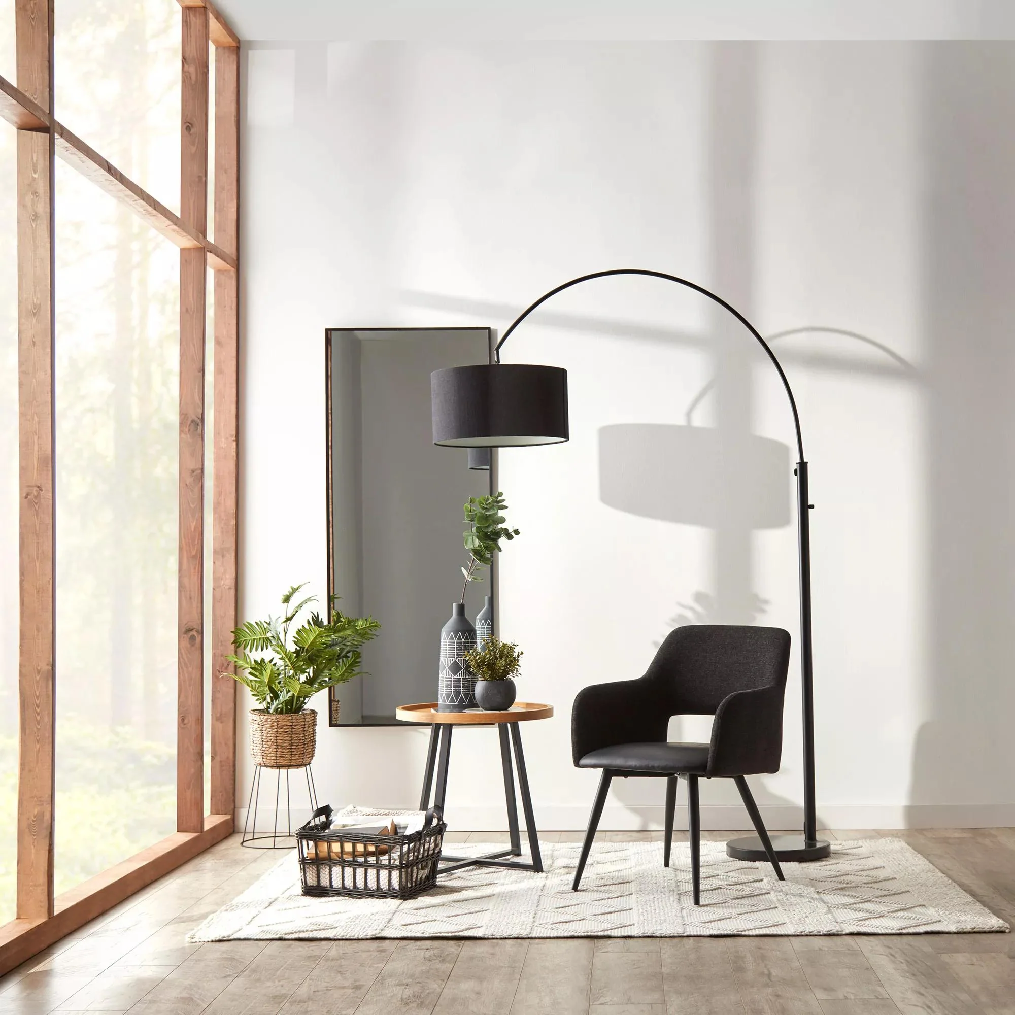 Artificial Split-Leaf in Natural Rattan Pot on Metal Legs - Image 2