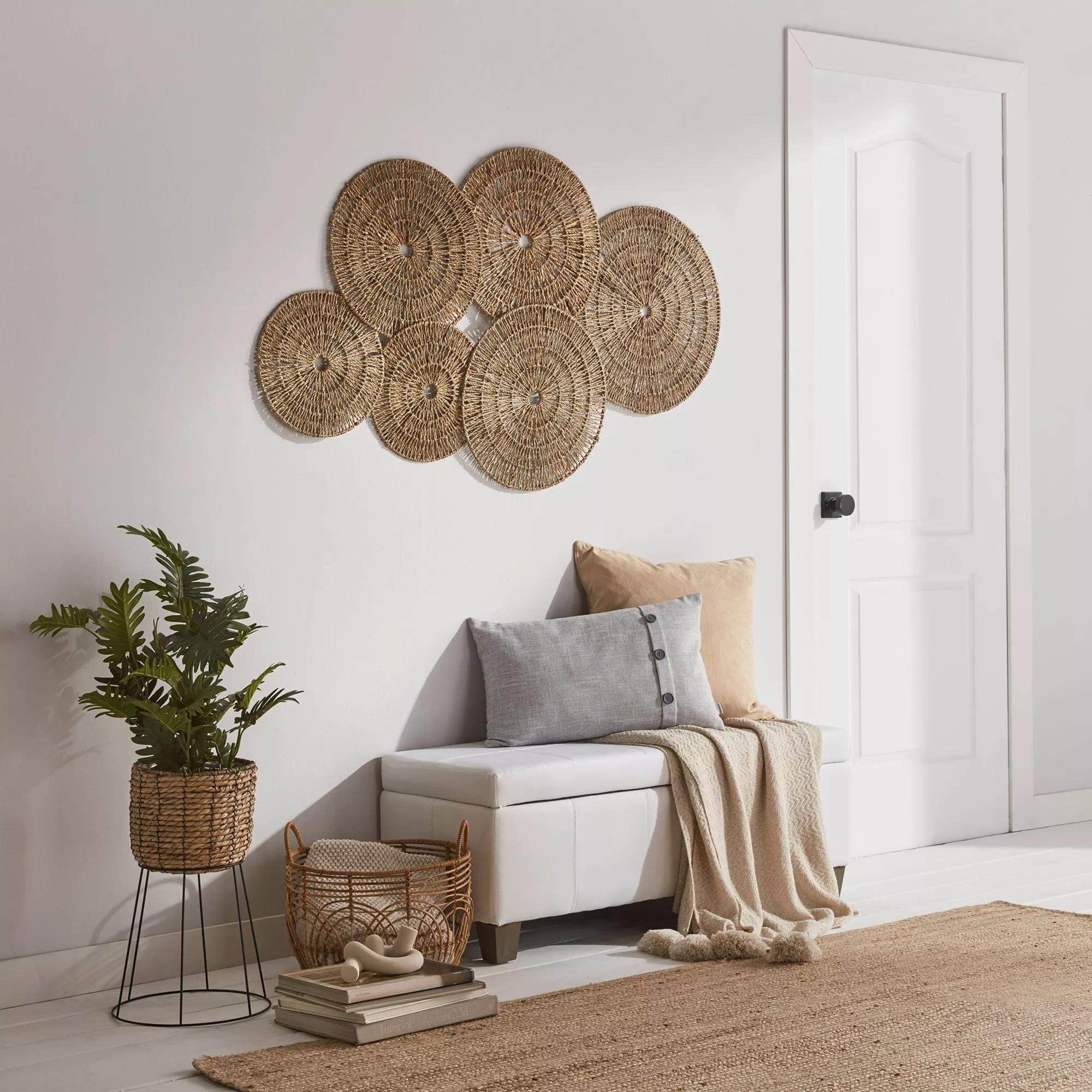 Artificial Split-Leaf in Natural Rattan Pot on Metal Legs - Image 5