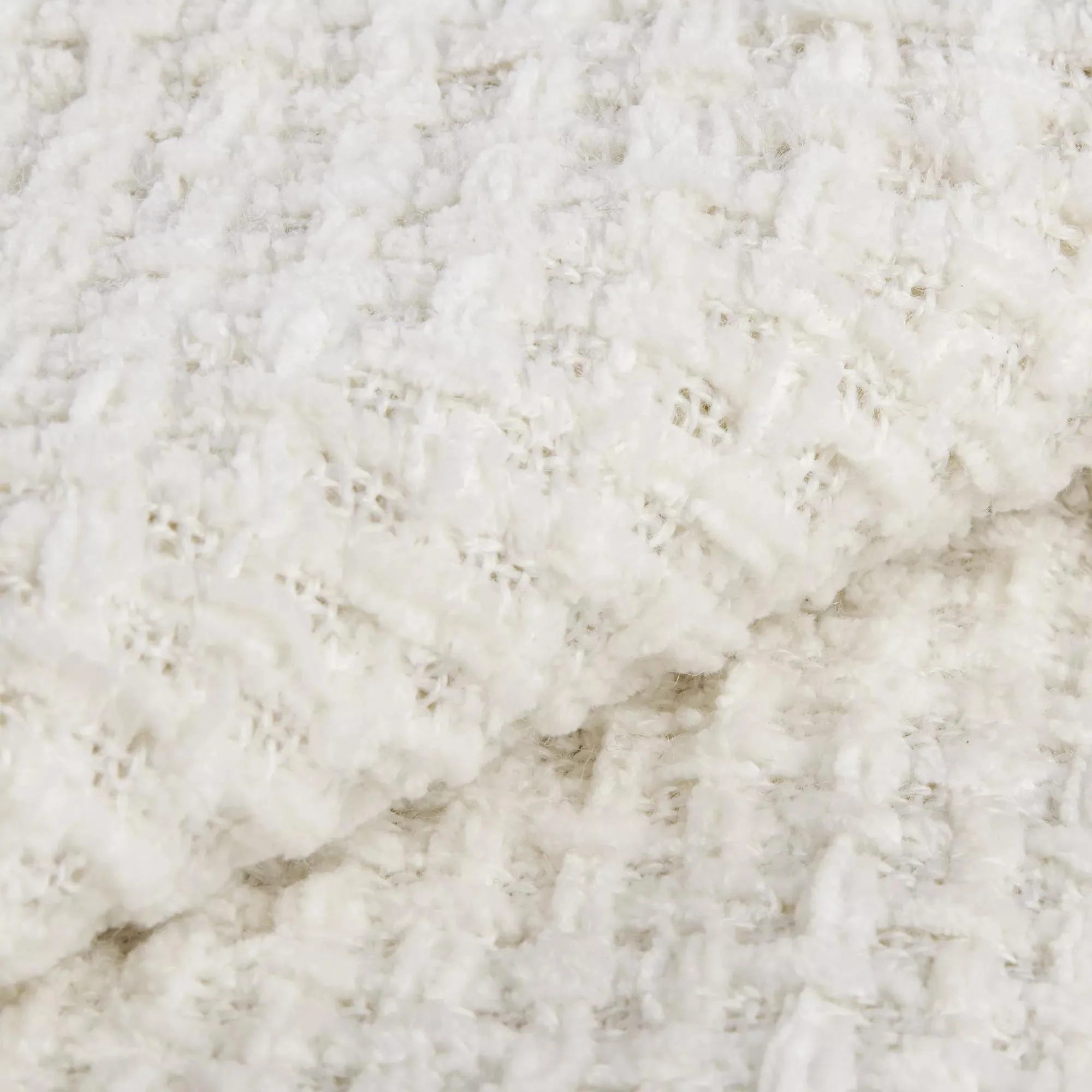 Off White Basic Chenille Knit Throw - Image 2