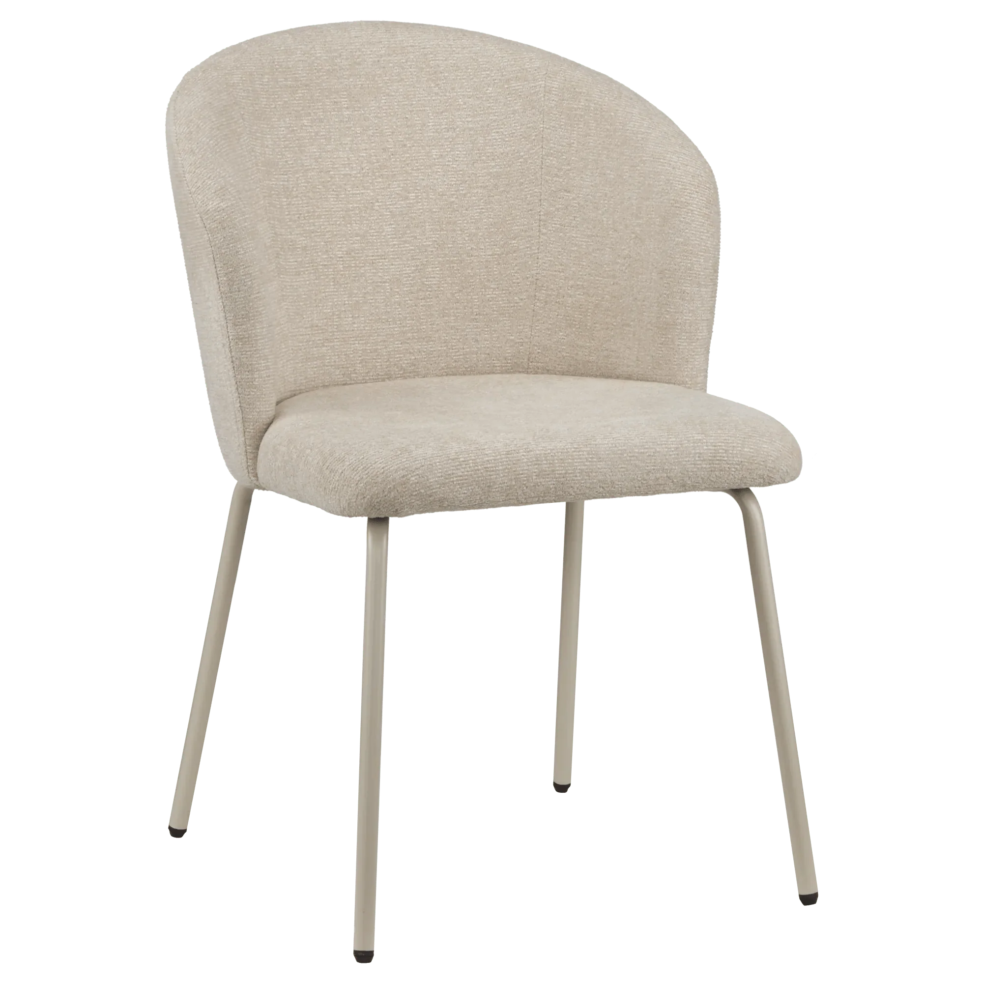 Beige Fabric and Metal Dining Chair