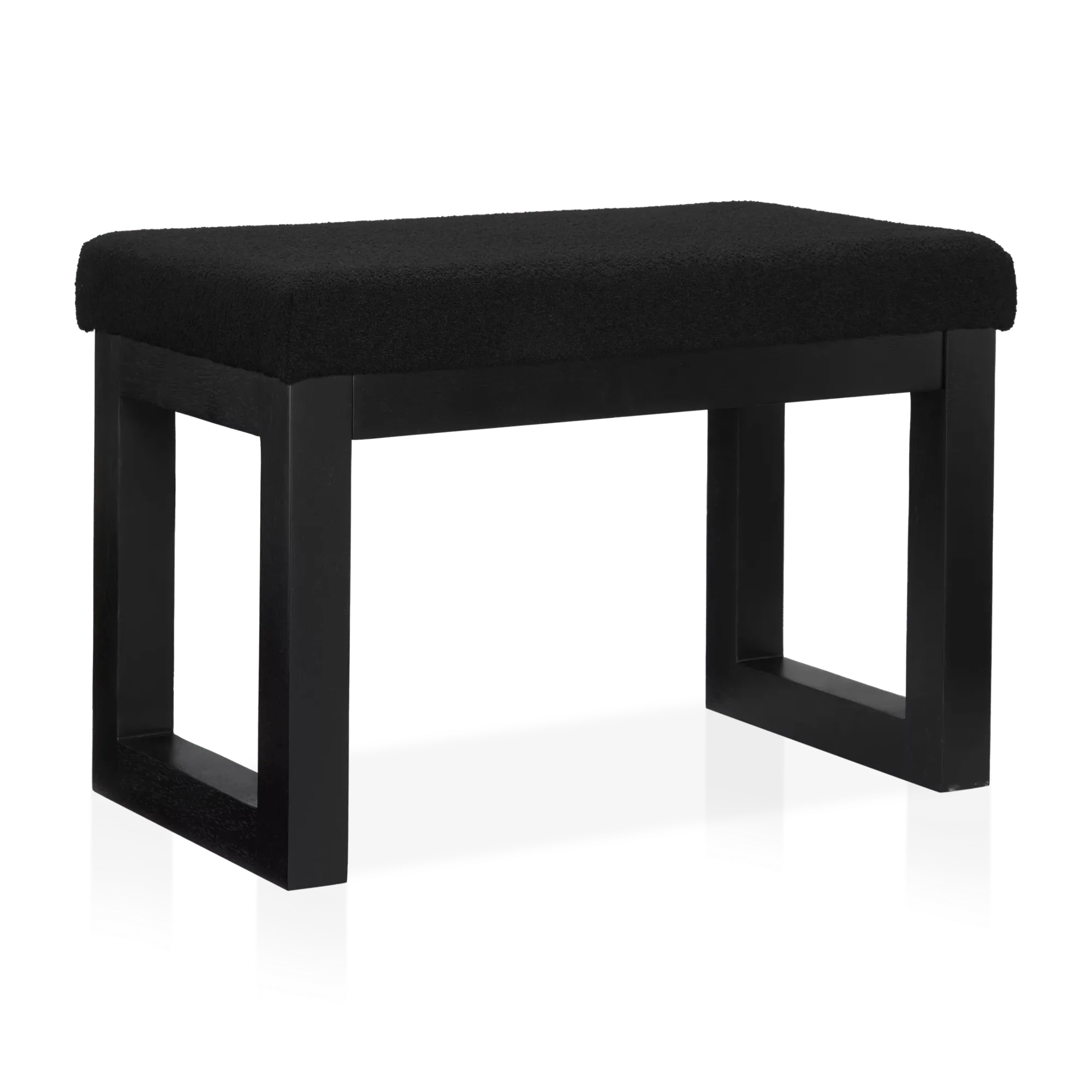 Black Fabric and Wood Bench