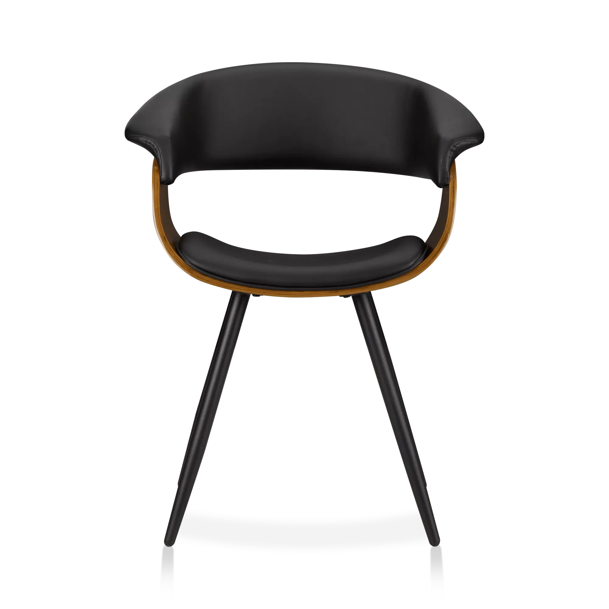 Black Faux Leather and Walnut Chair - Image 2