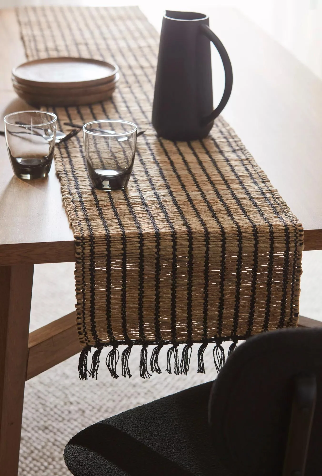 Black & Natural Table Runner - Image 2