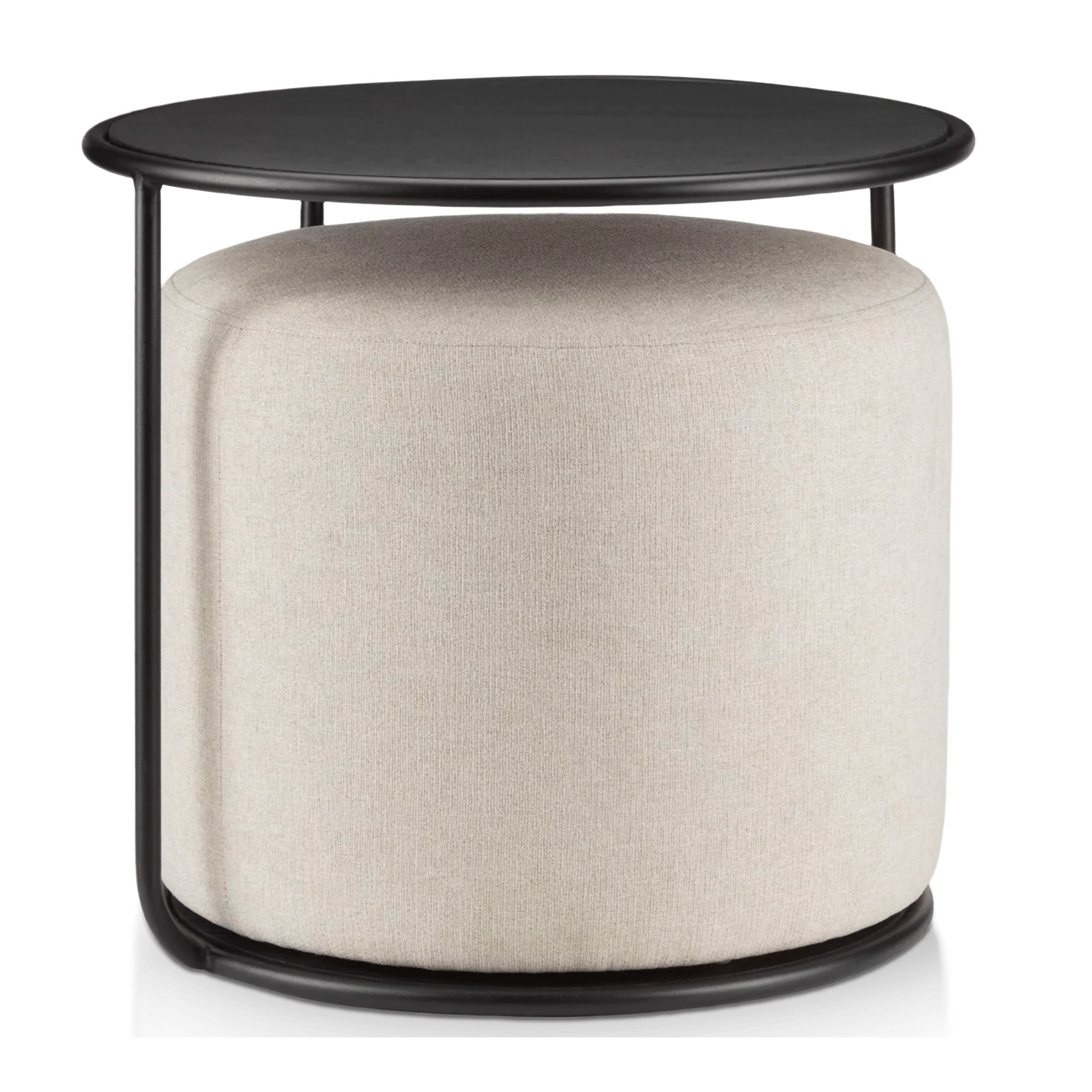 Black Side Table with Ottoman