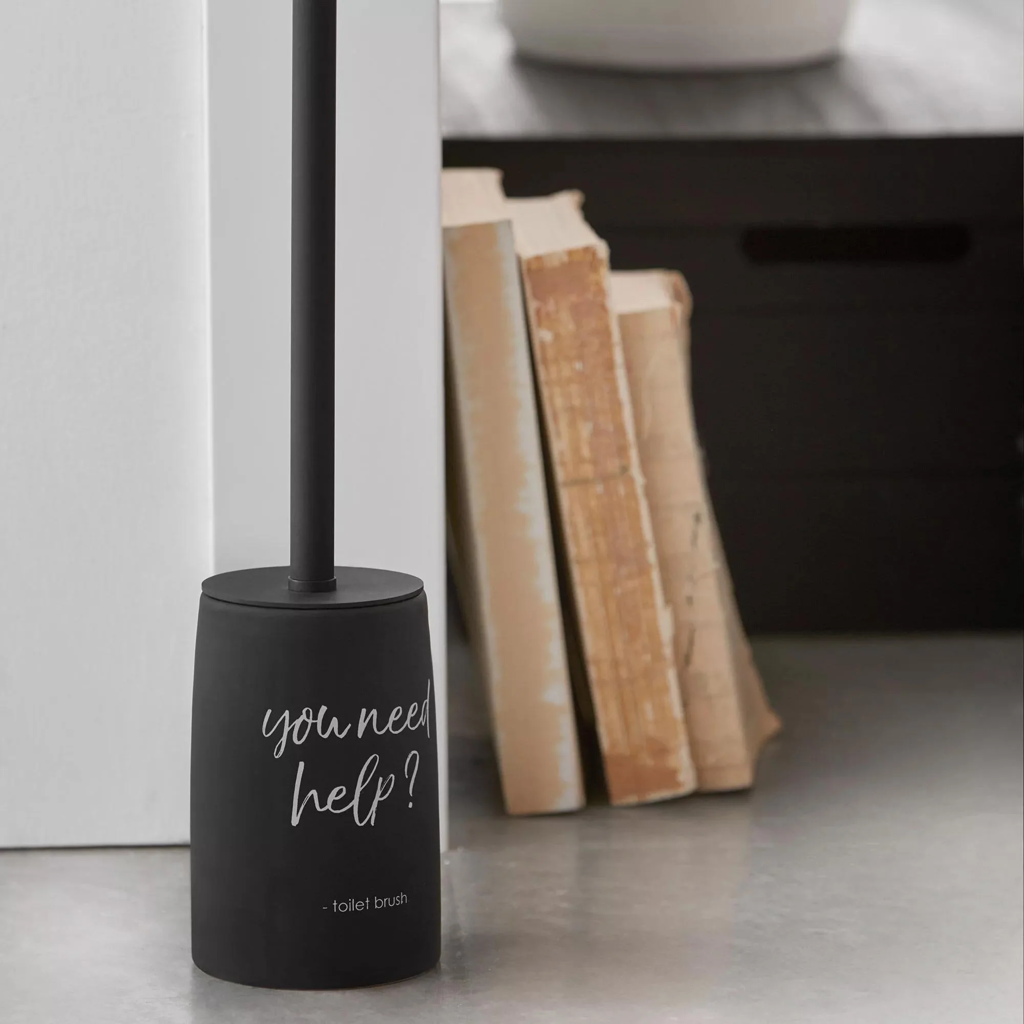 Black Toilet Brush With French Typography - Image 2