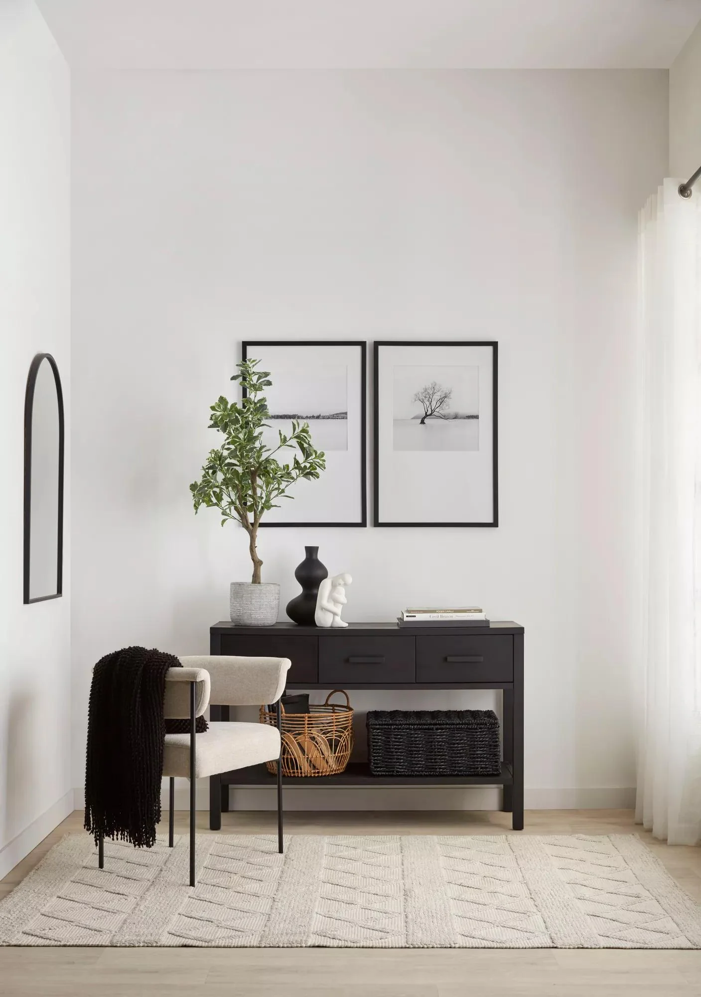 Black Veneer 3-Drawer Console - Image 2