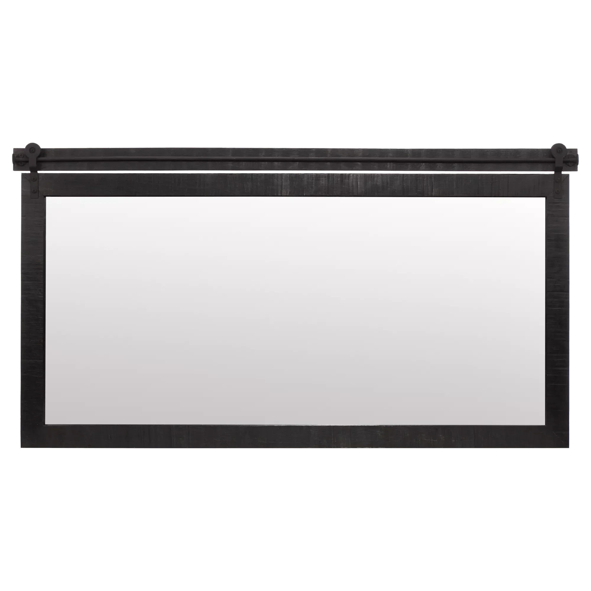 Black Wood Rail Mirror