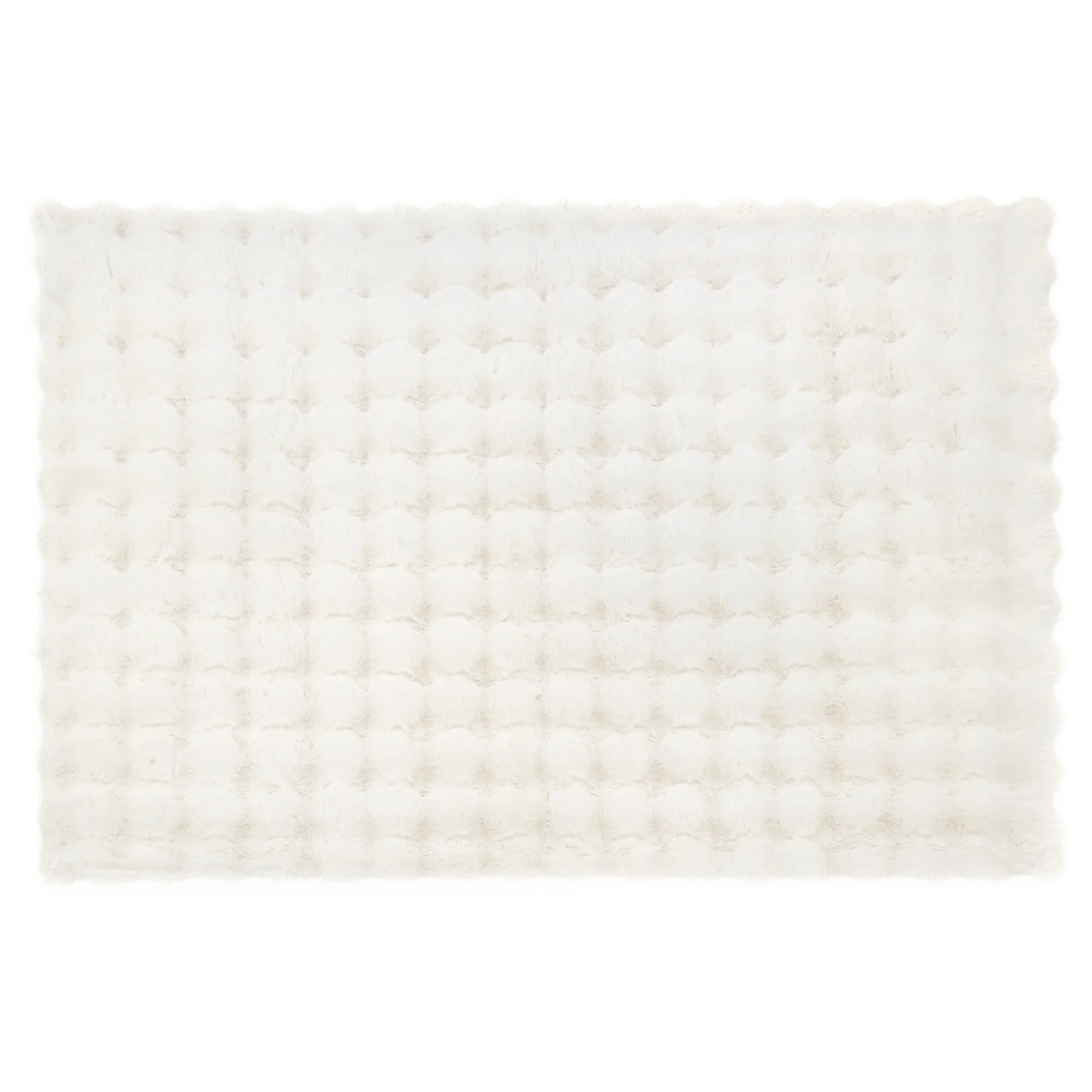 Cream Bubble Faux Fur Rug