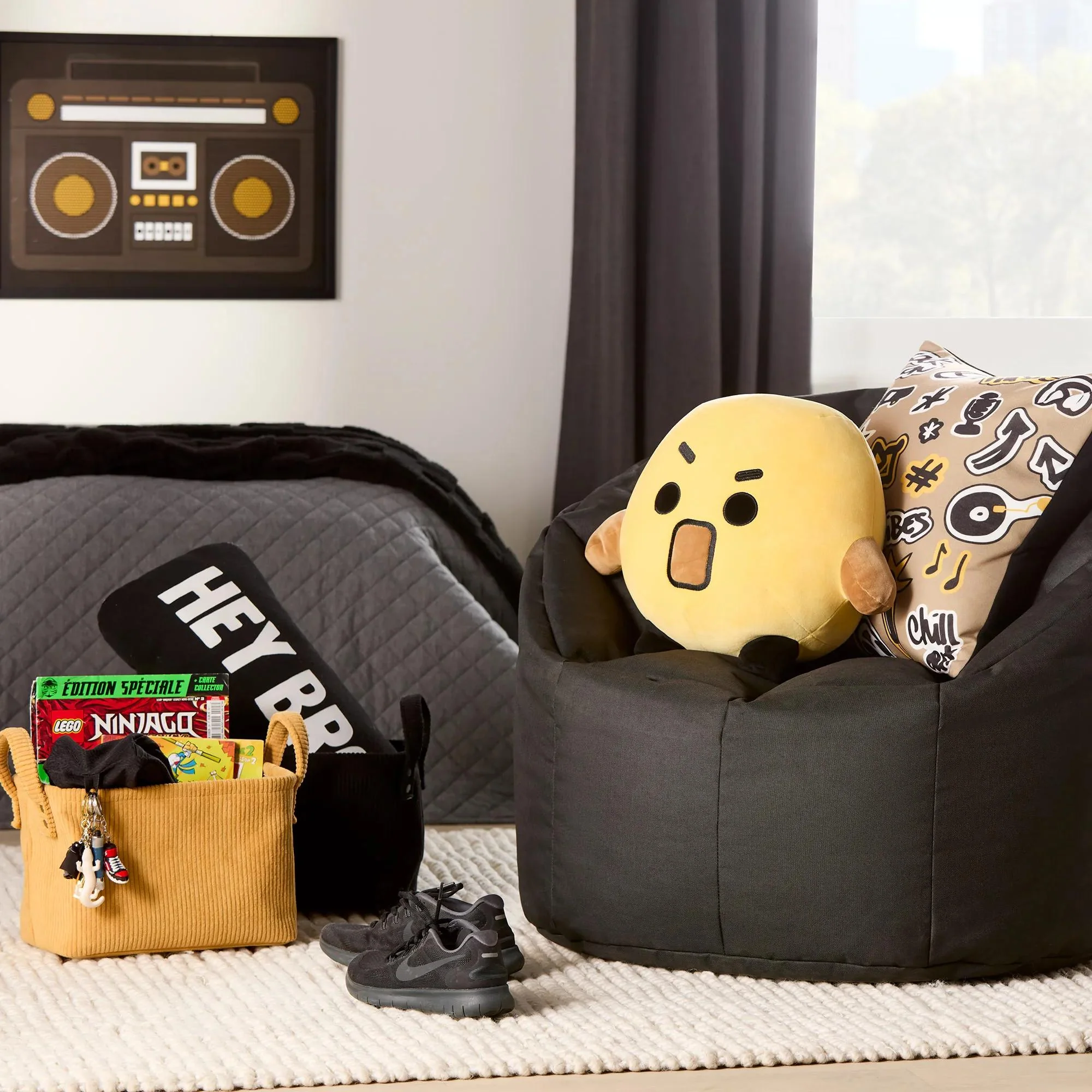 Black Canvas Bean Bag - Image 6