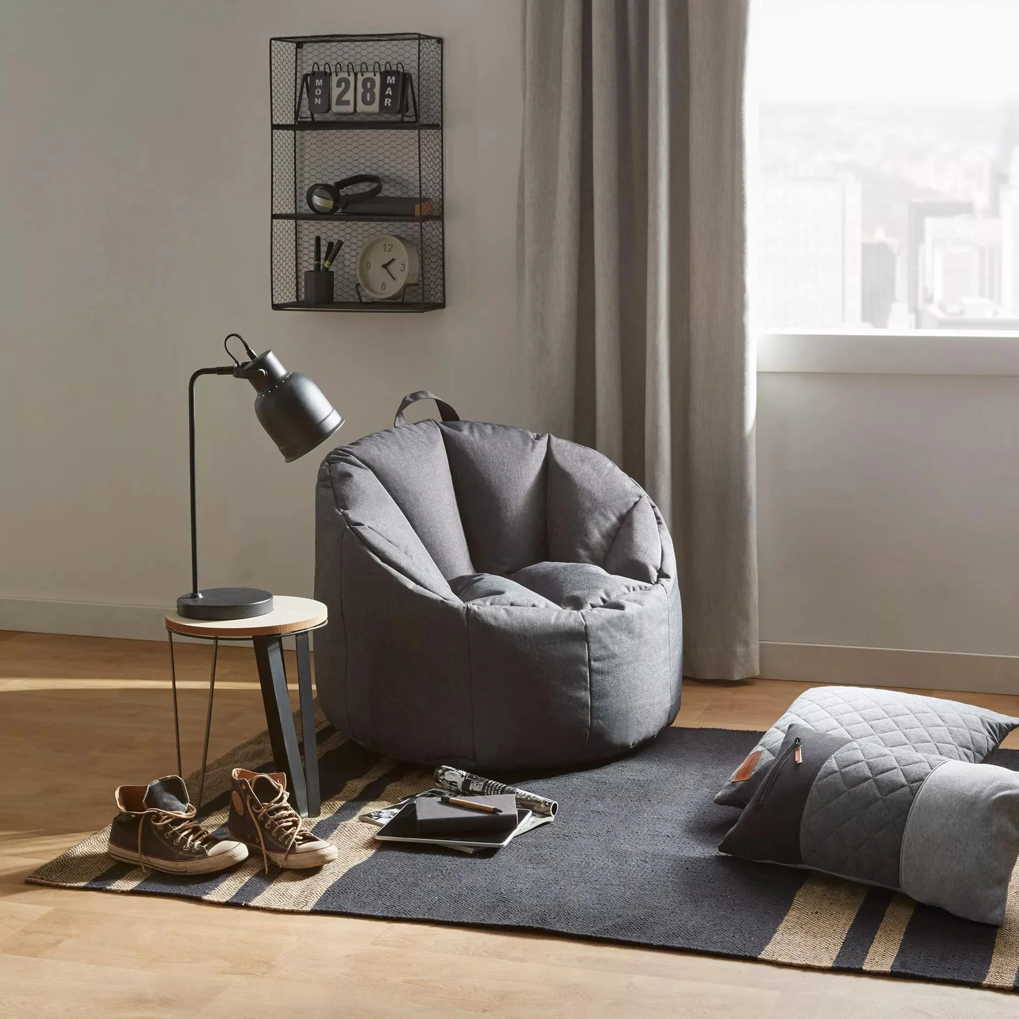 Dark Grey Canvas Bean Bag - Image 3