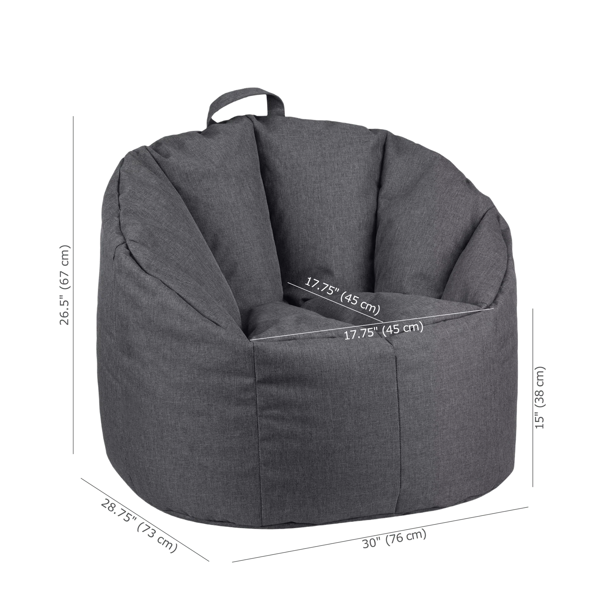 Dark Grey Canvas Bean Bag - Image 5