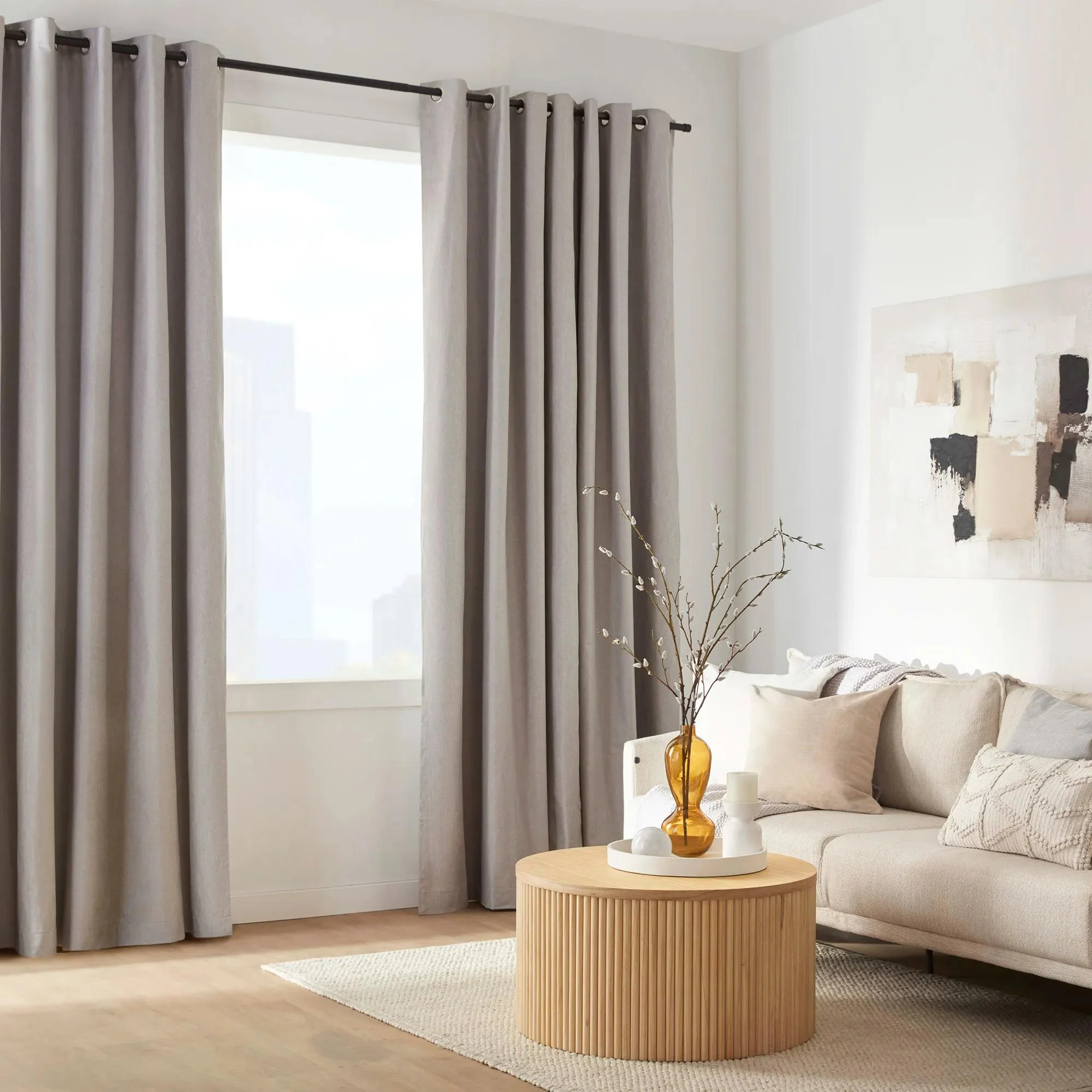 Beige Chambray Blackout Curtain - Image 8