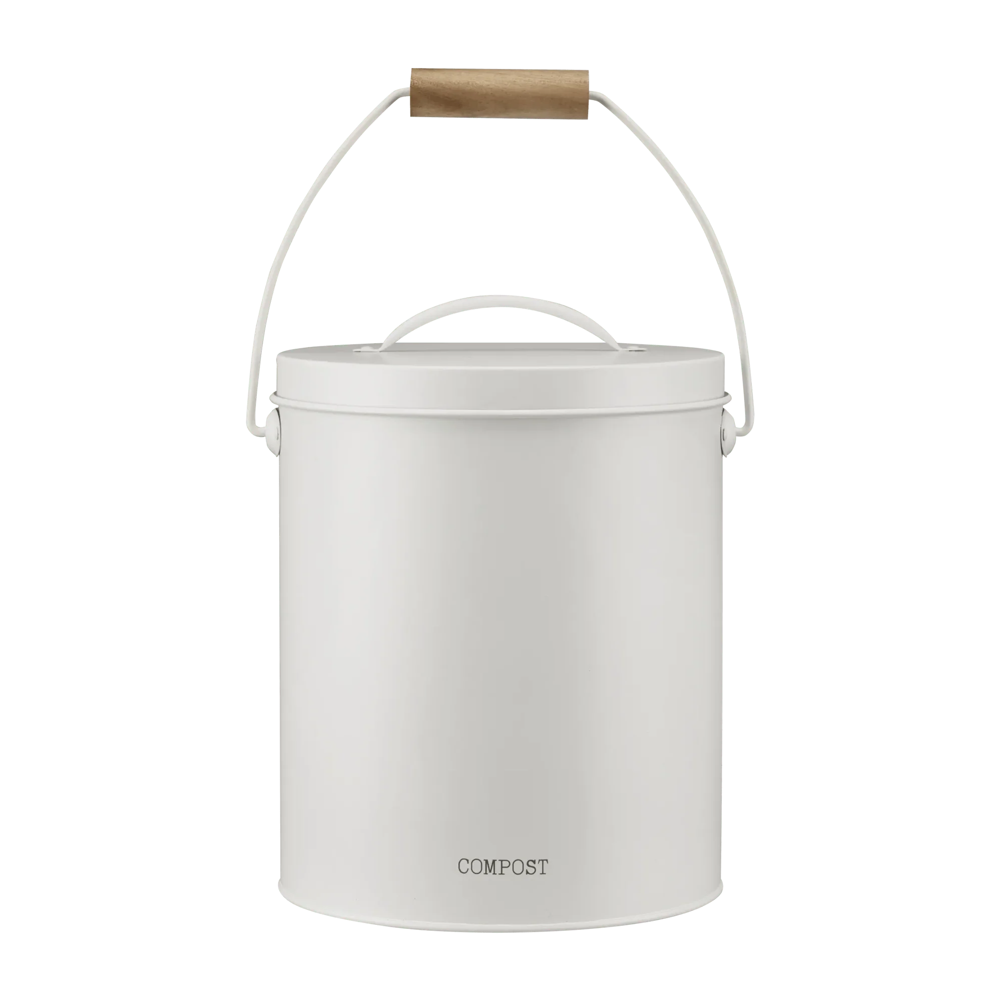 Compost Bin White with Wooden Handle