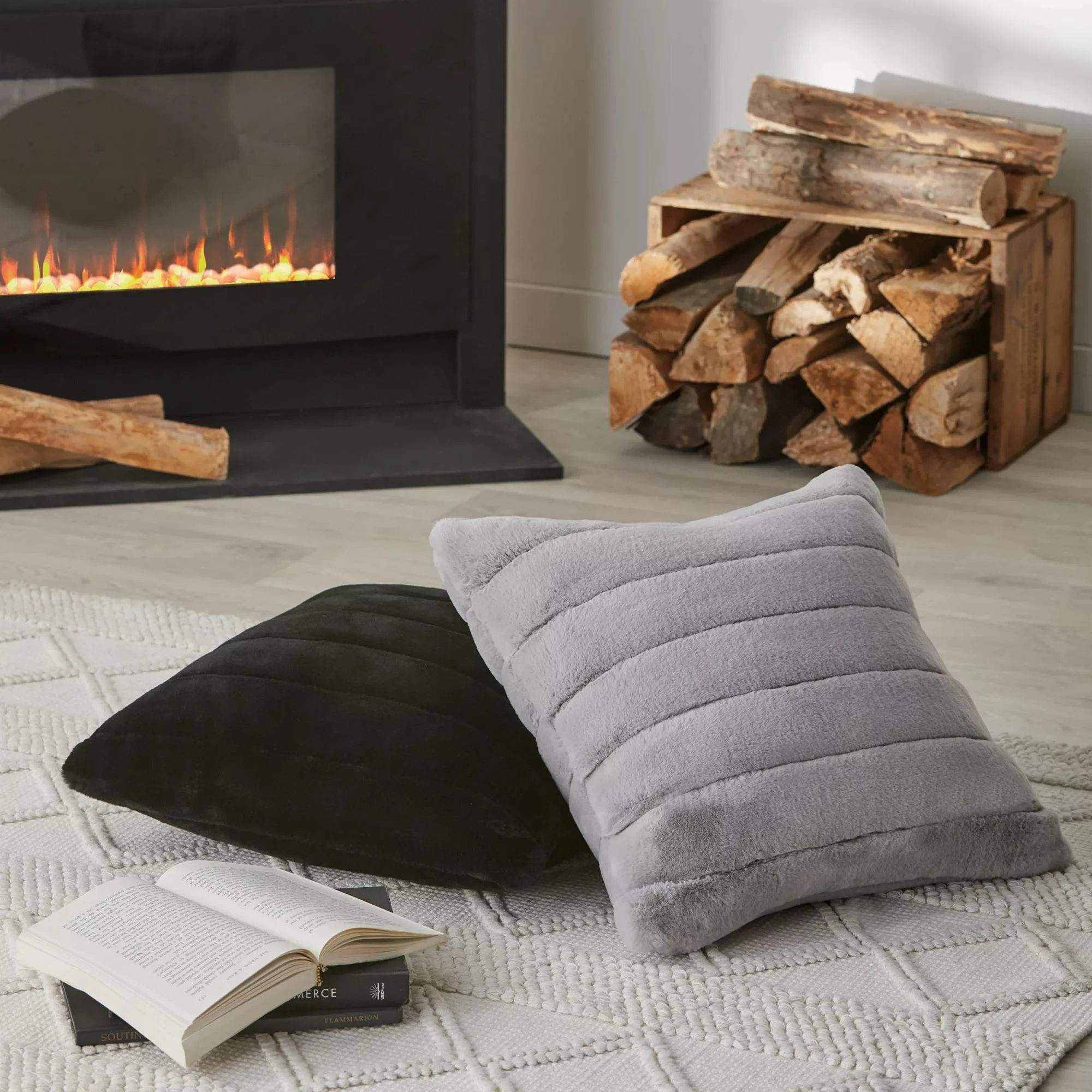 Black Cougar Faux Fur Throw Pillow - Image 2