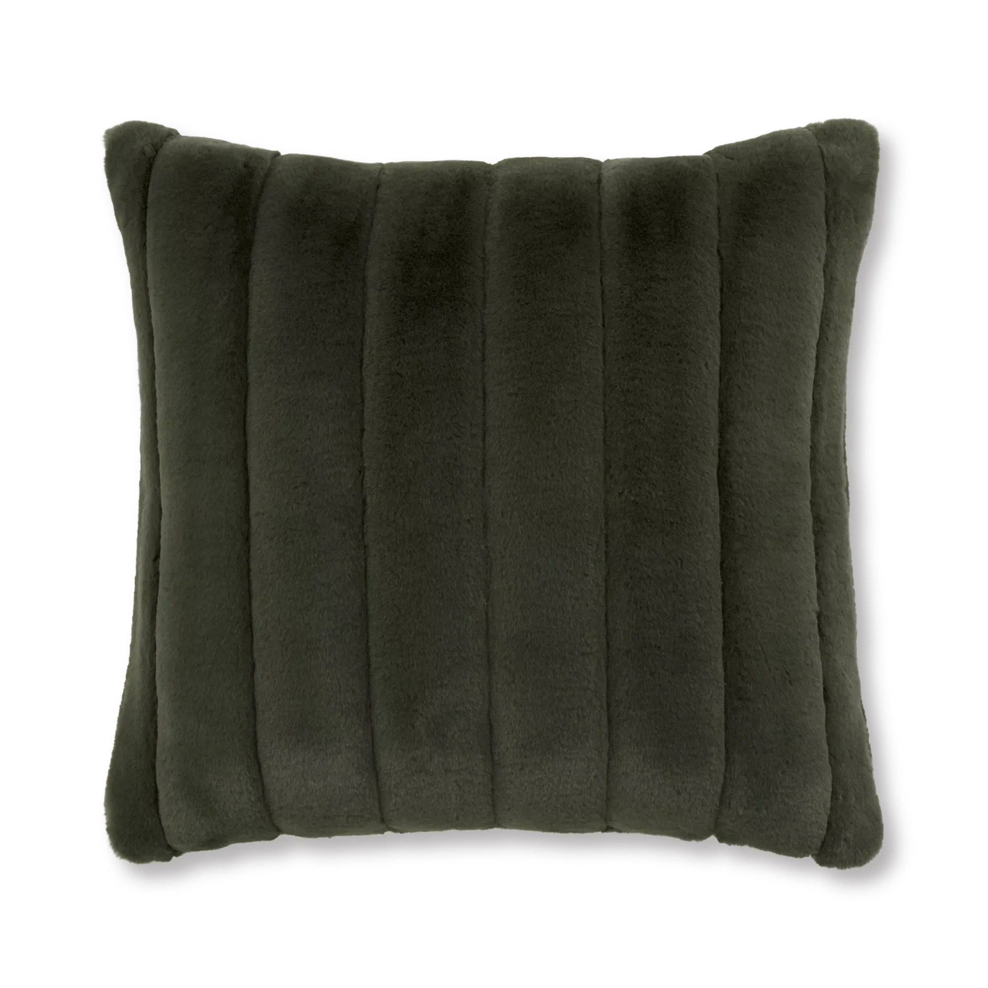 Green Cougar Faux Fur Throw Pillow