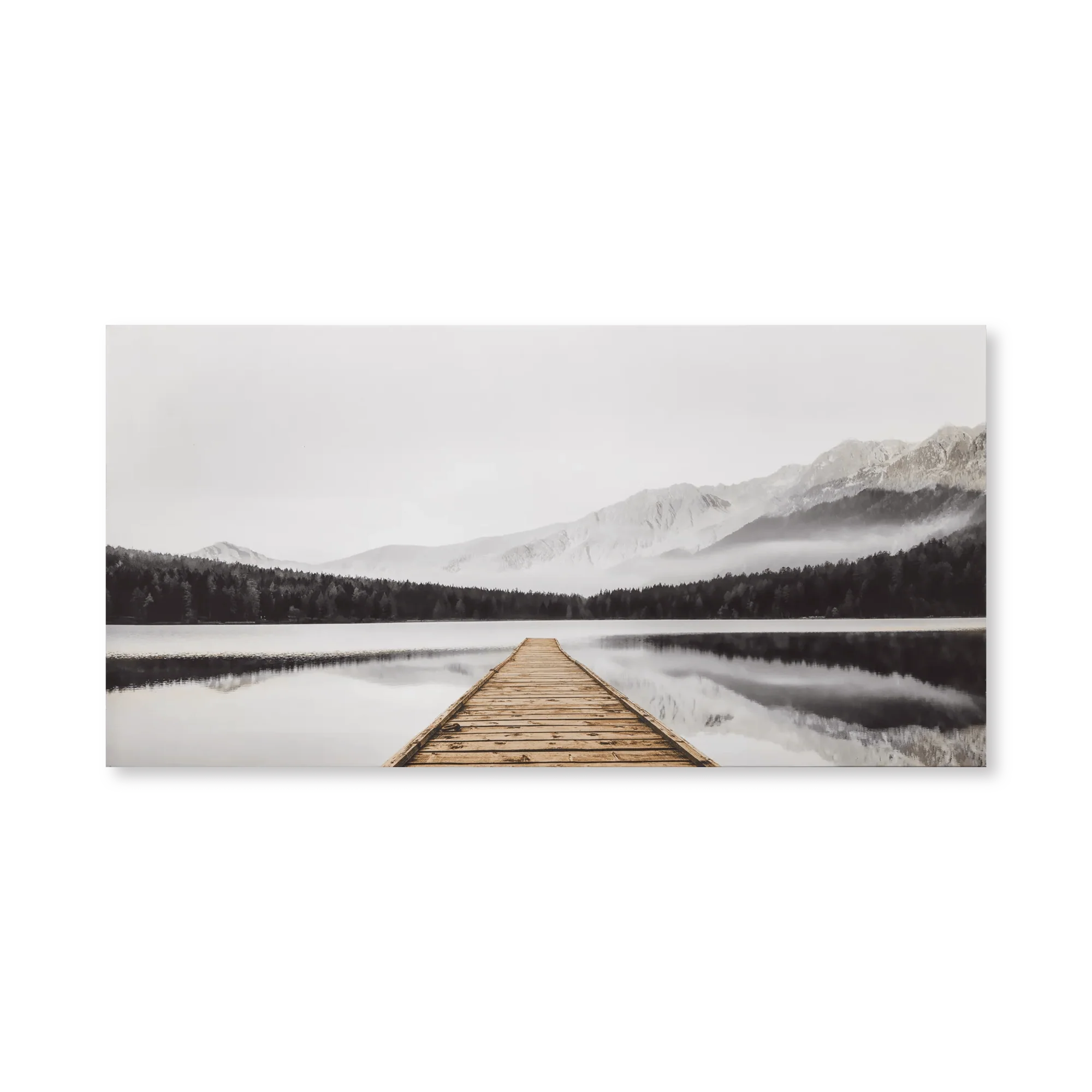 Dock with Mountain View Printed Canvas