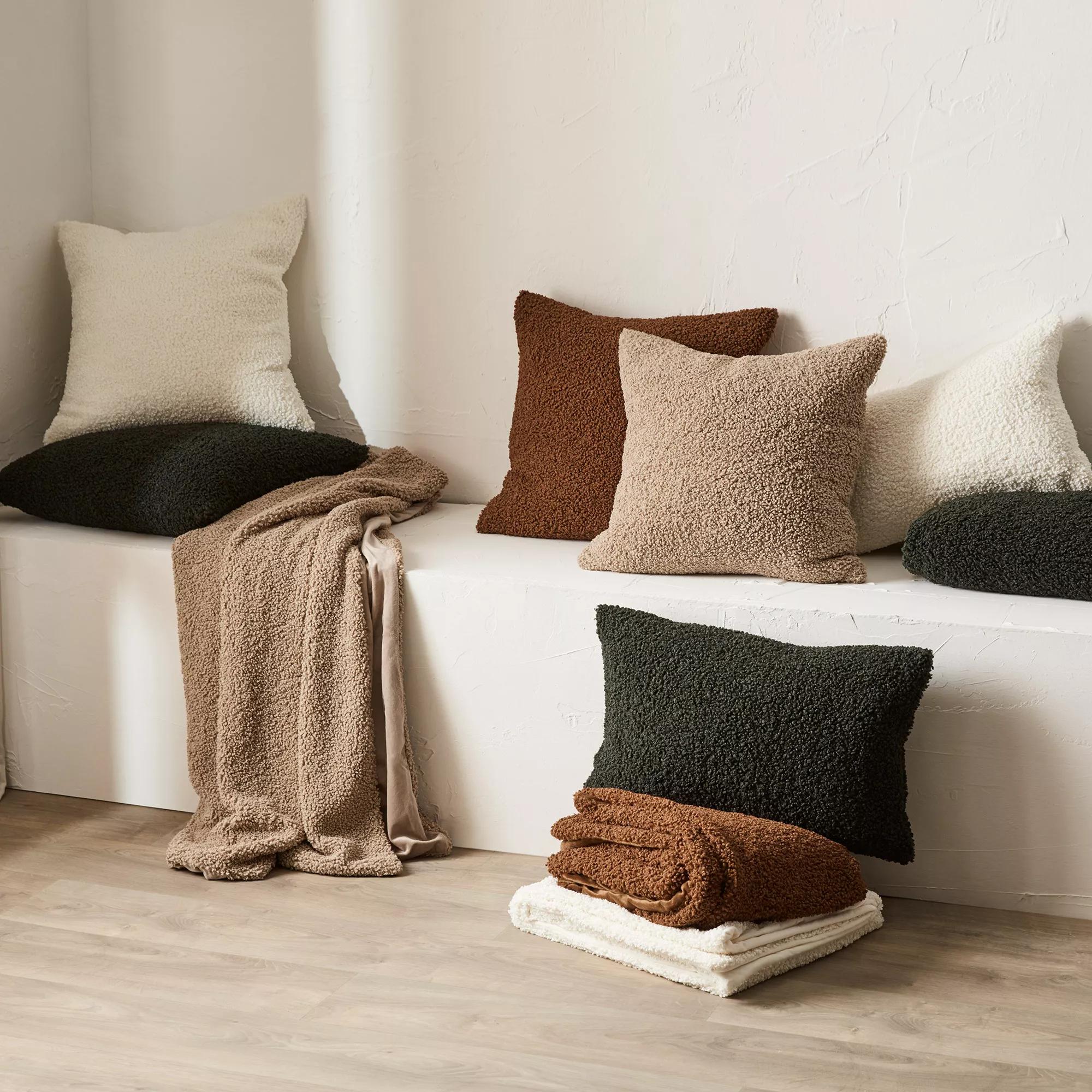 Beige Doodle Boucle Decorative Throw Pillow - Image 3