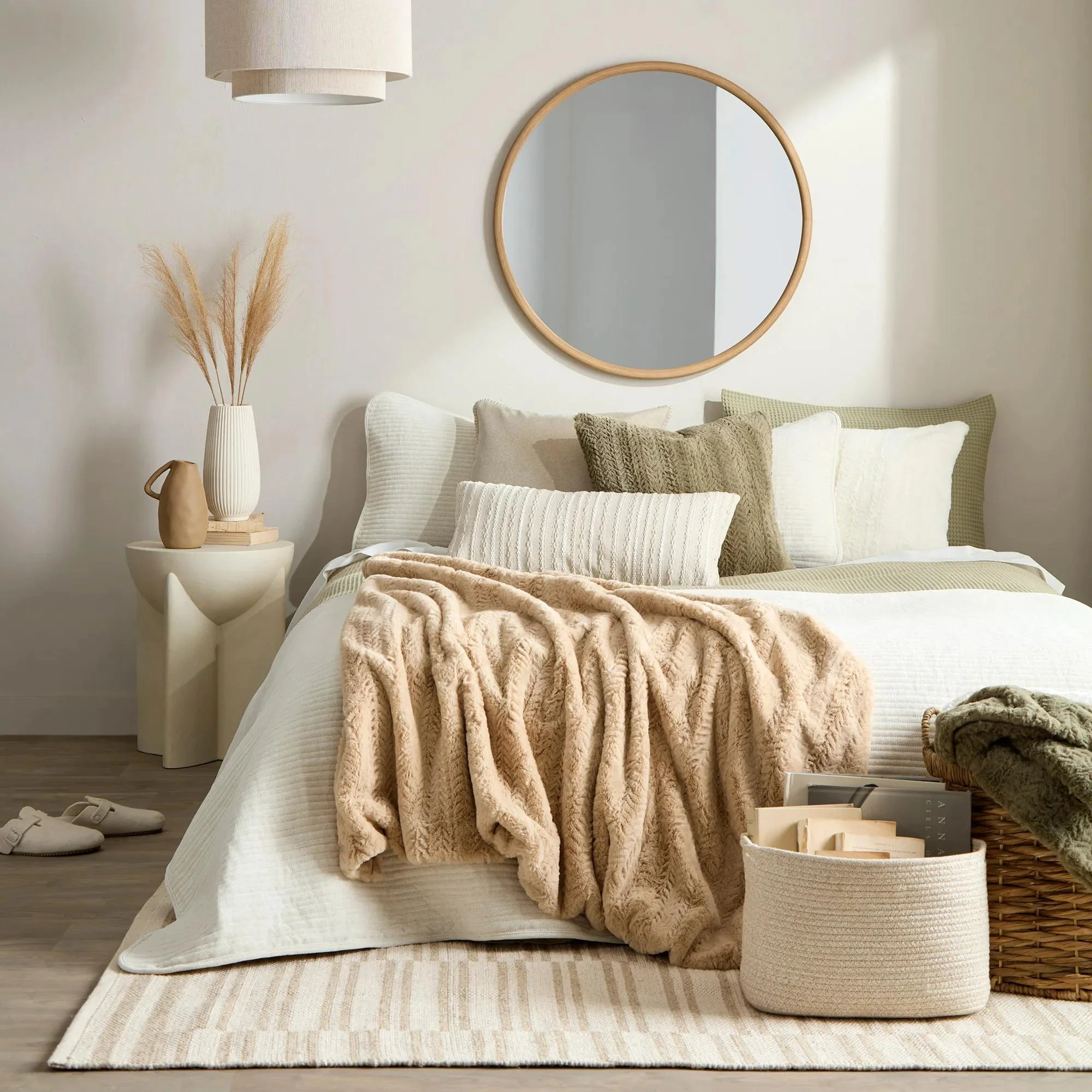 Beige Ellyn Faux Fur Throw - Image 2