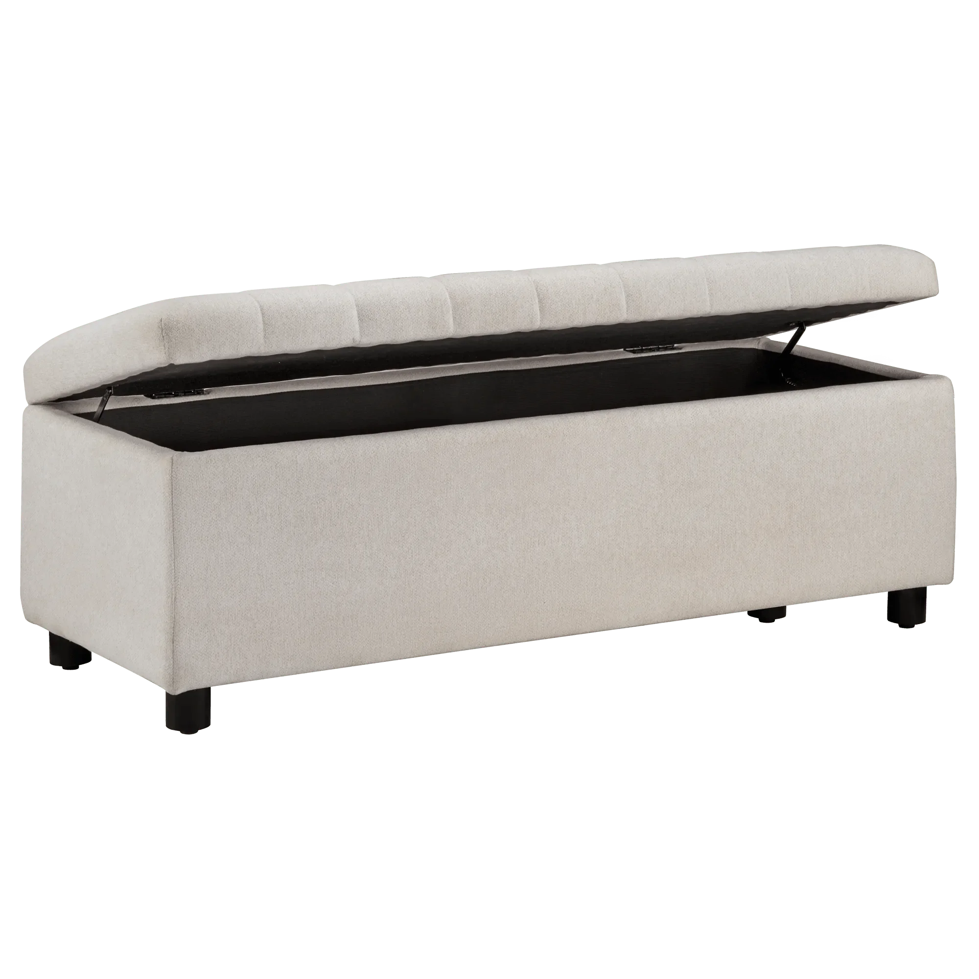 Fabric and Black Wood Bench - Image 2