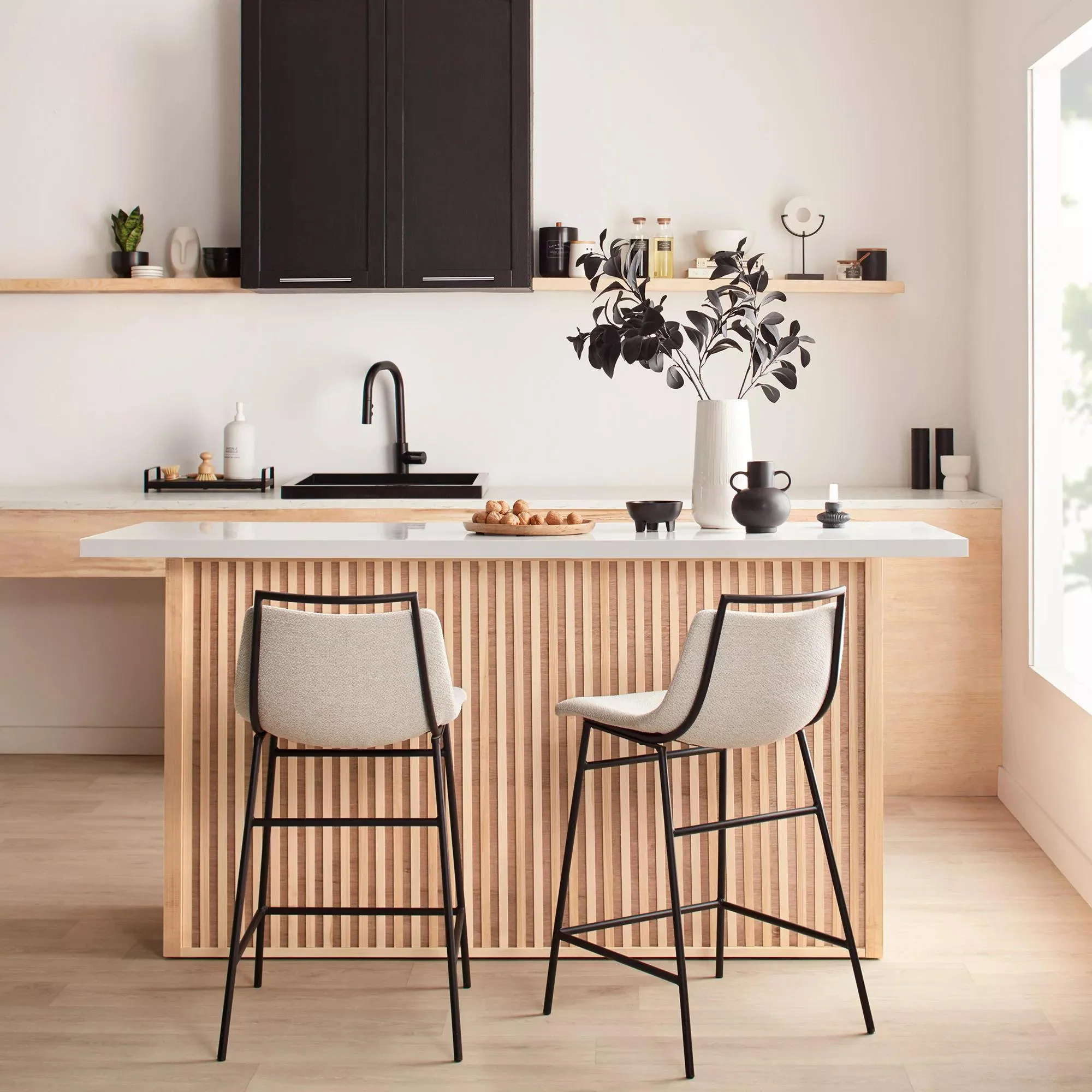 Fabric and Metal Counter Stool - Image 2