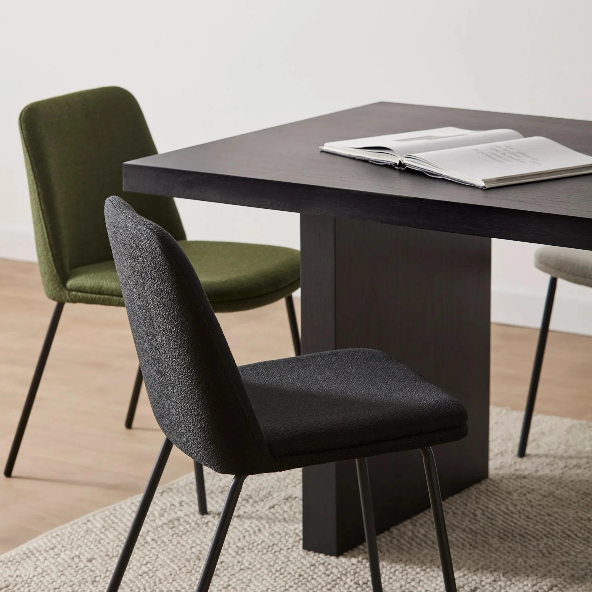 Oatmeal Fabric and Metal Dining Chair - Image 2
