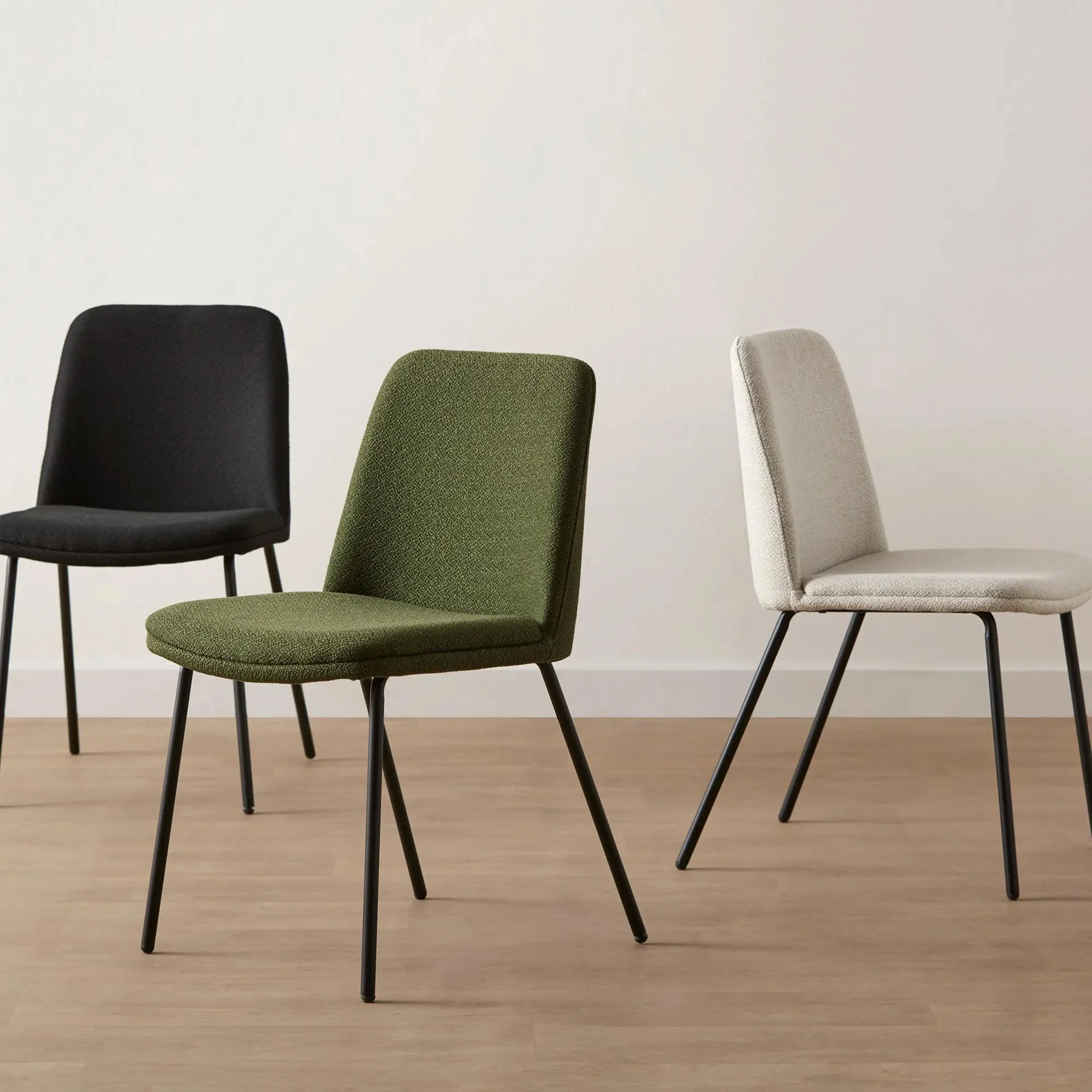 Oatmeal Fabric and Metal Dining Chair - Image 3