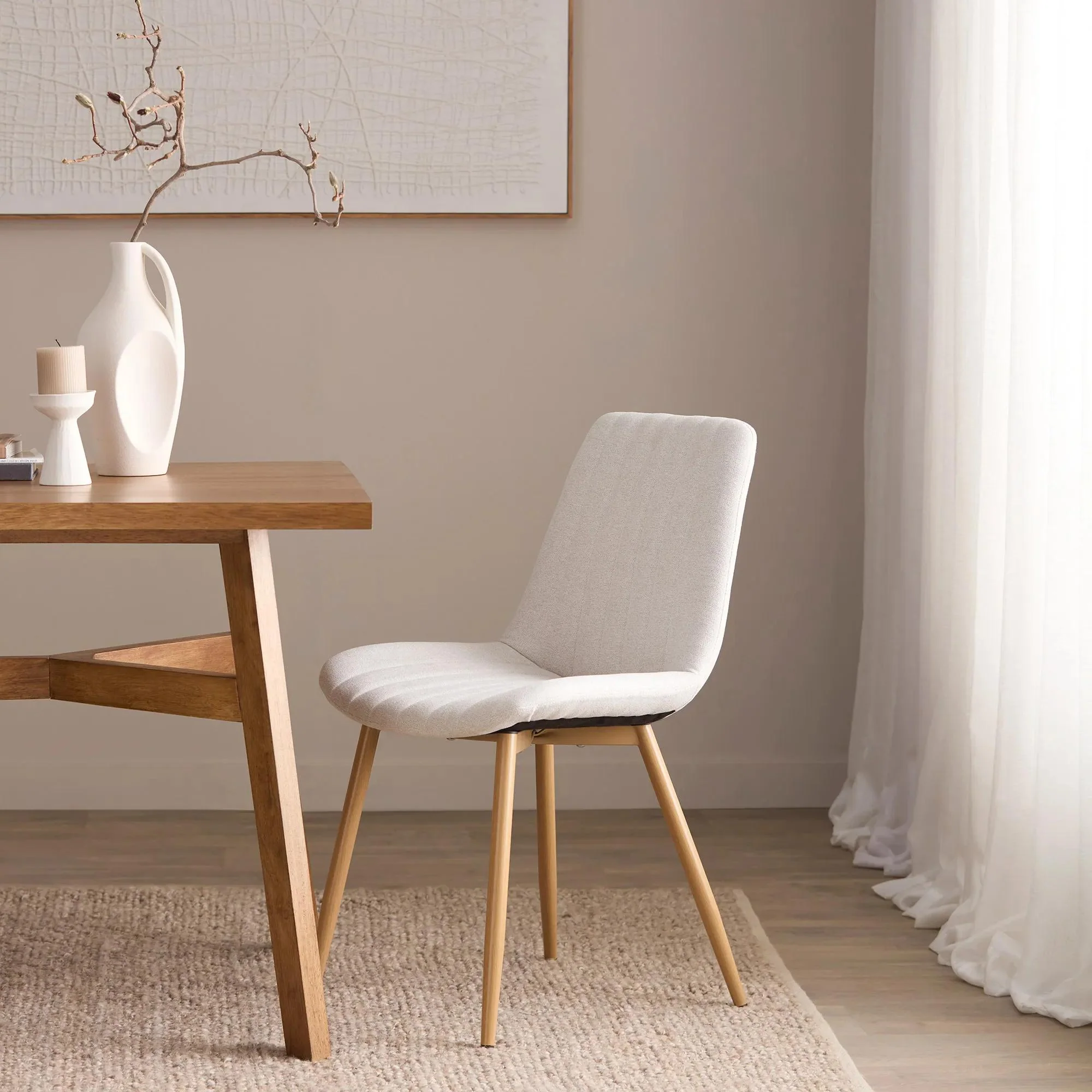 Fabric and Metal Dining Chair - Image 2