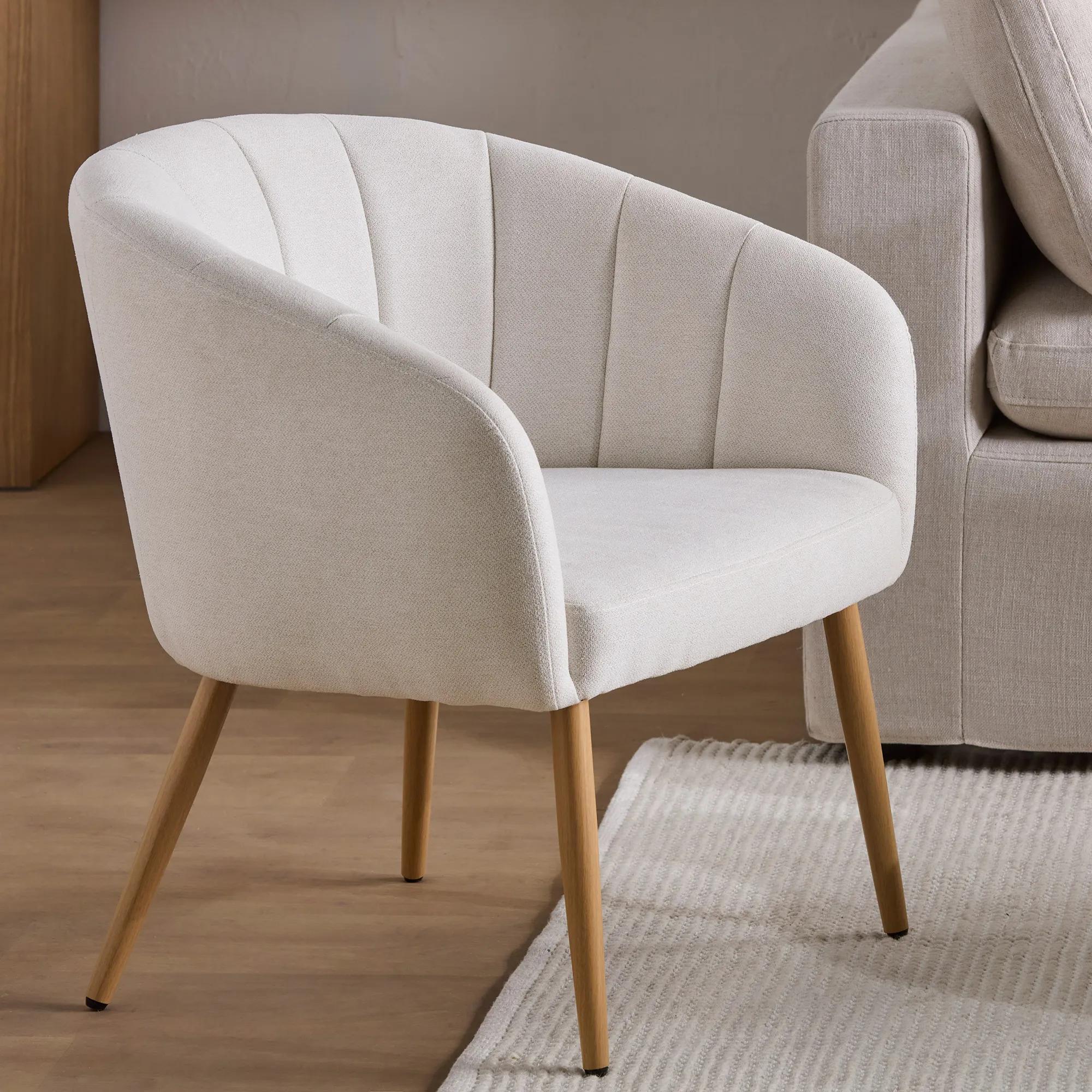 Fabric and Metal Wood Effect Accent Chair - Image 6