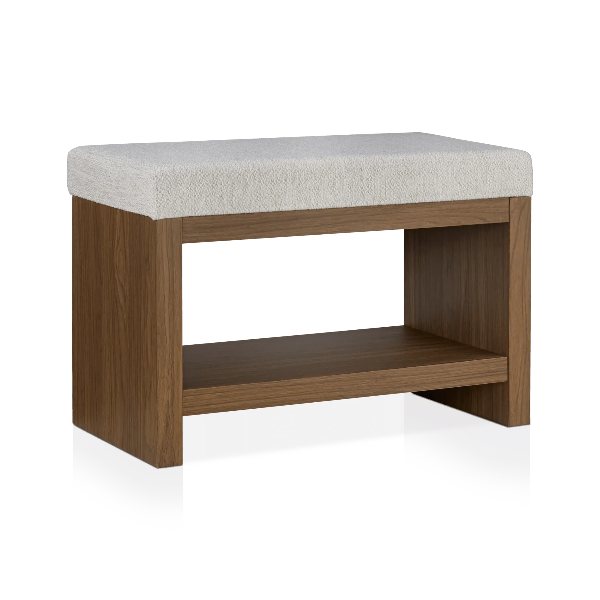 Fabric and Wood Bench with Shoe Rack