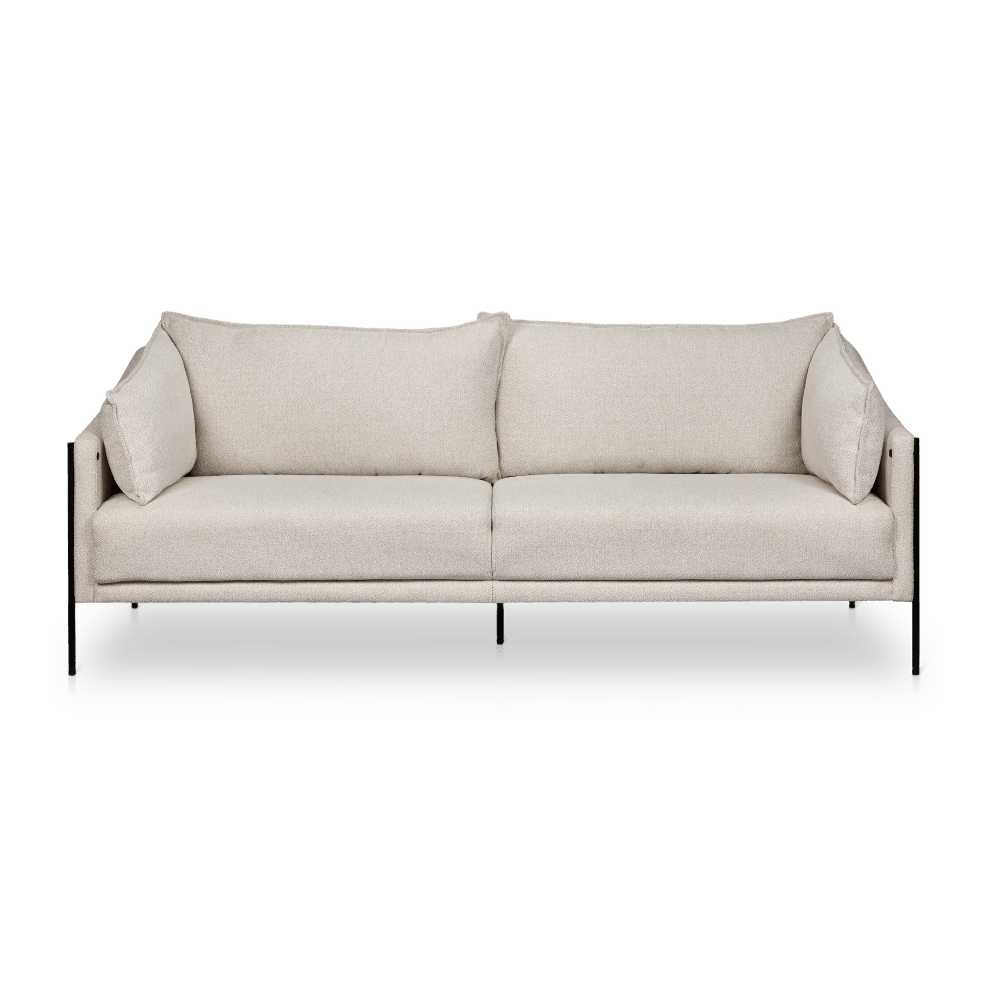 Oatmeal Fabric Sofa with Black Metal Legs - Image 4