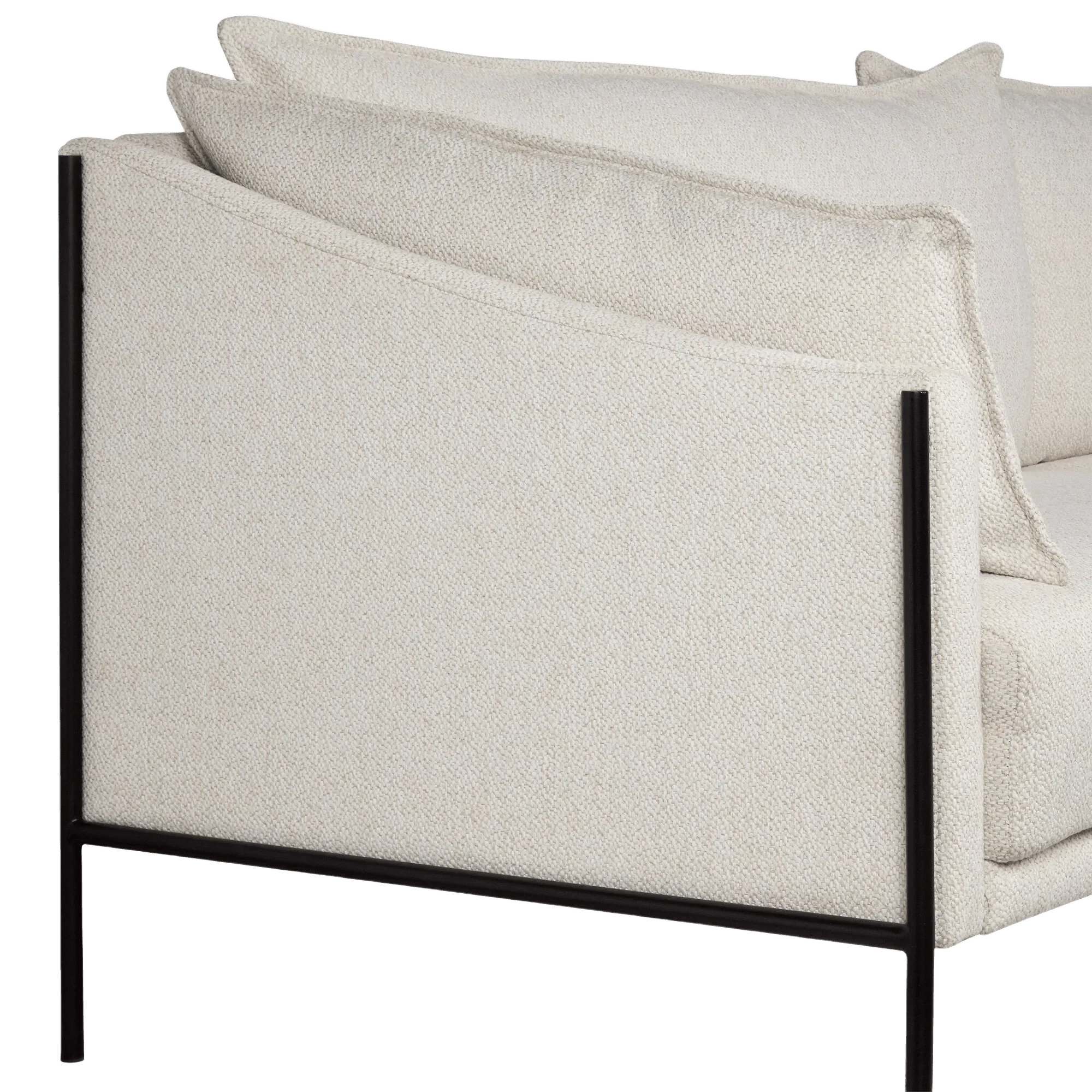 Oatmeal Fabric Sofa with Black Metal Legs - Image 5
