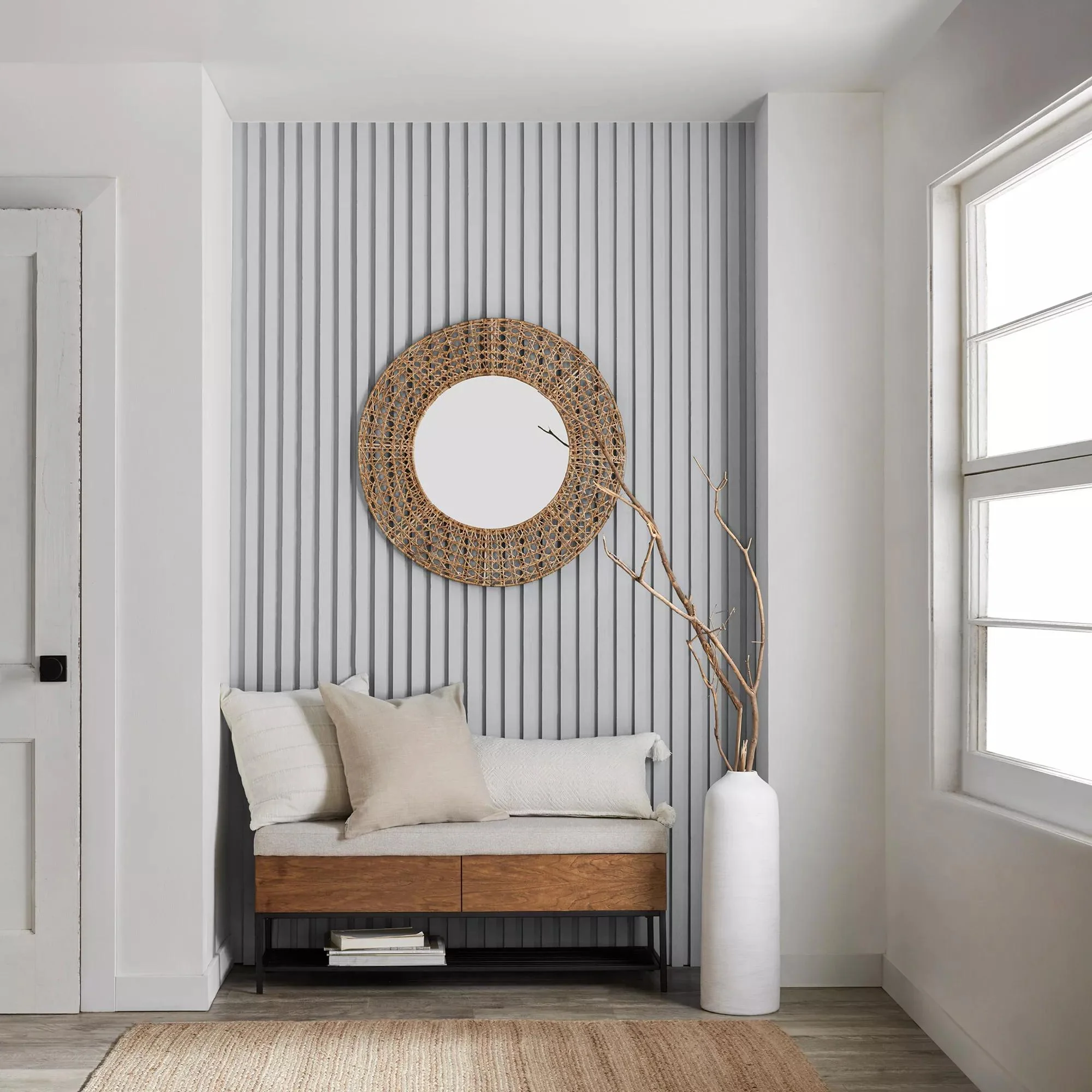 Fabric Wood and Metal Storage Bench with Shoe Rack - Image 2