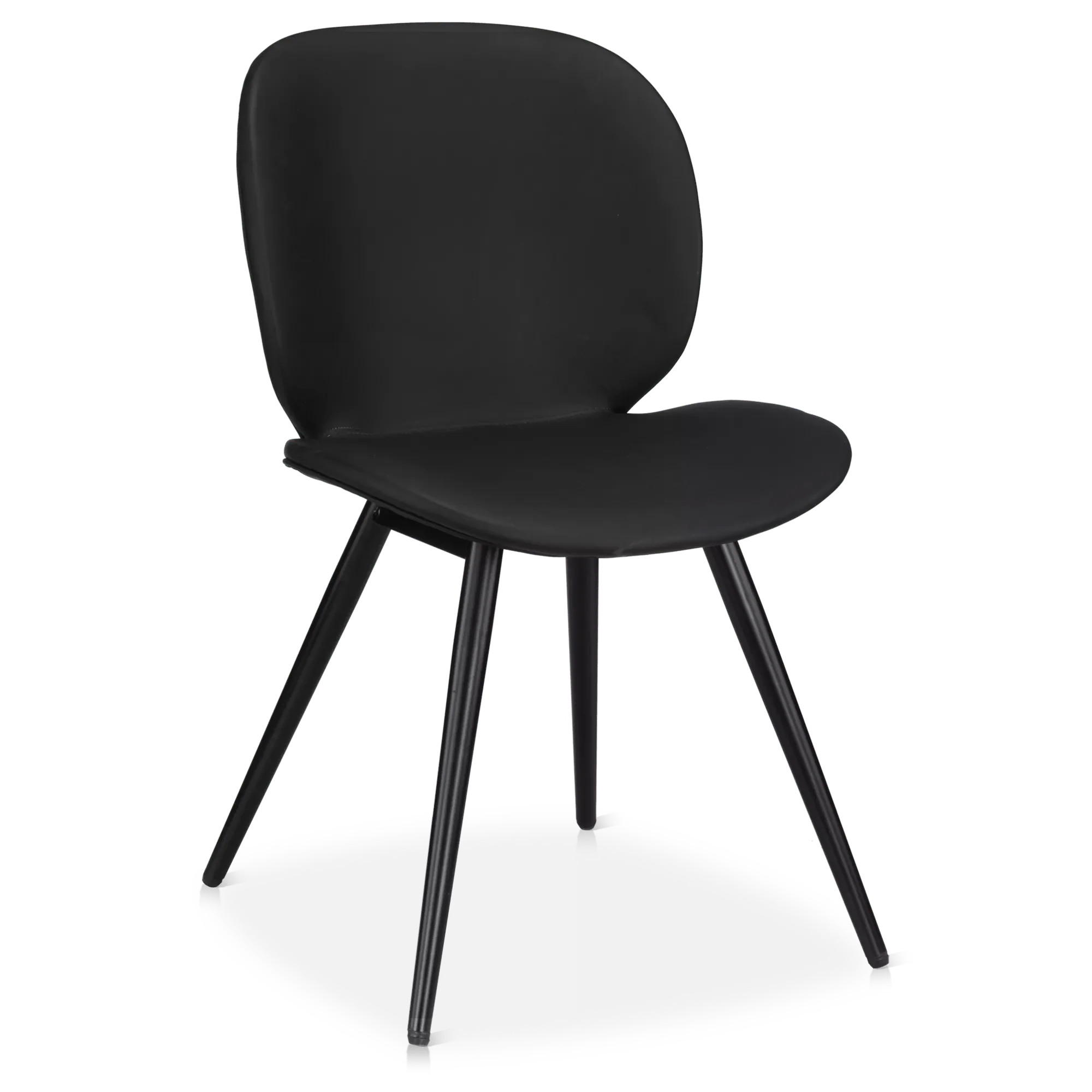 Black Faux Leather and Black Metal Chair