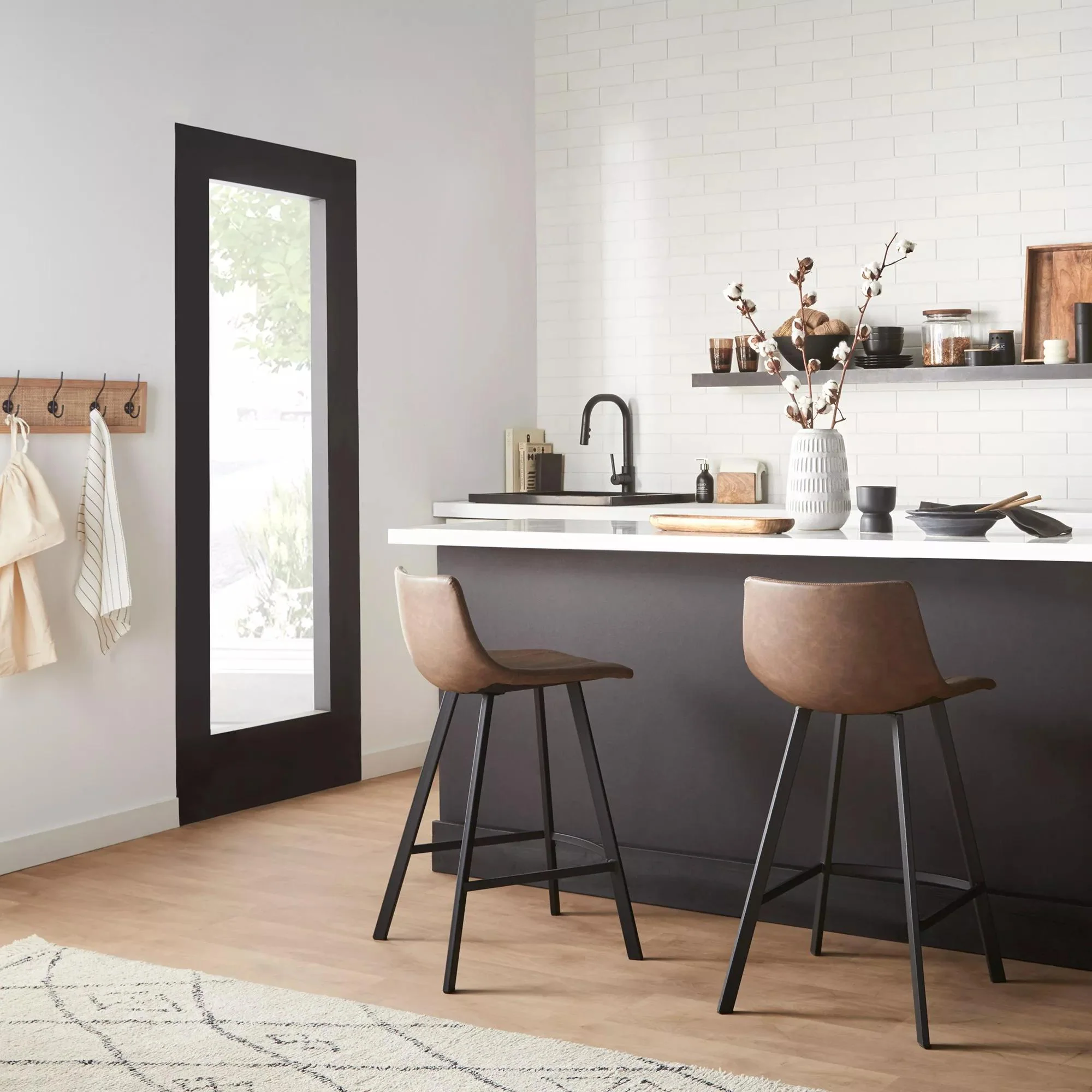 Faux Leather and Metal Bar Stool - Image 2