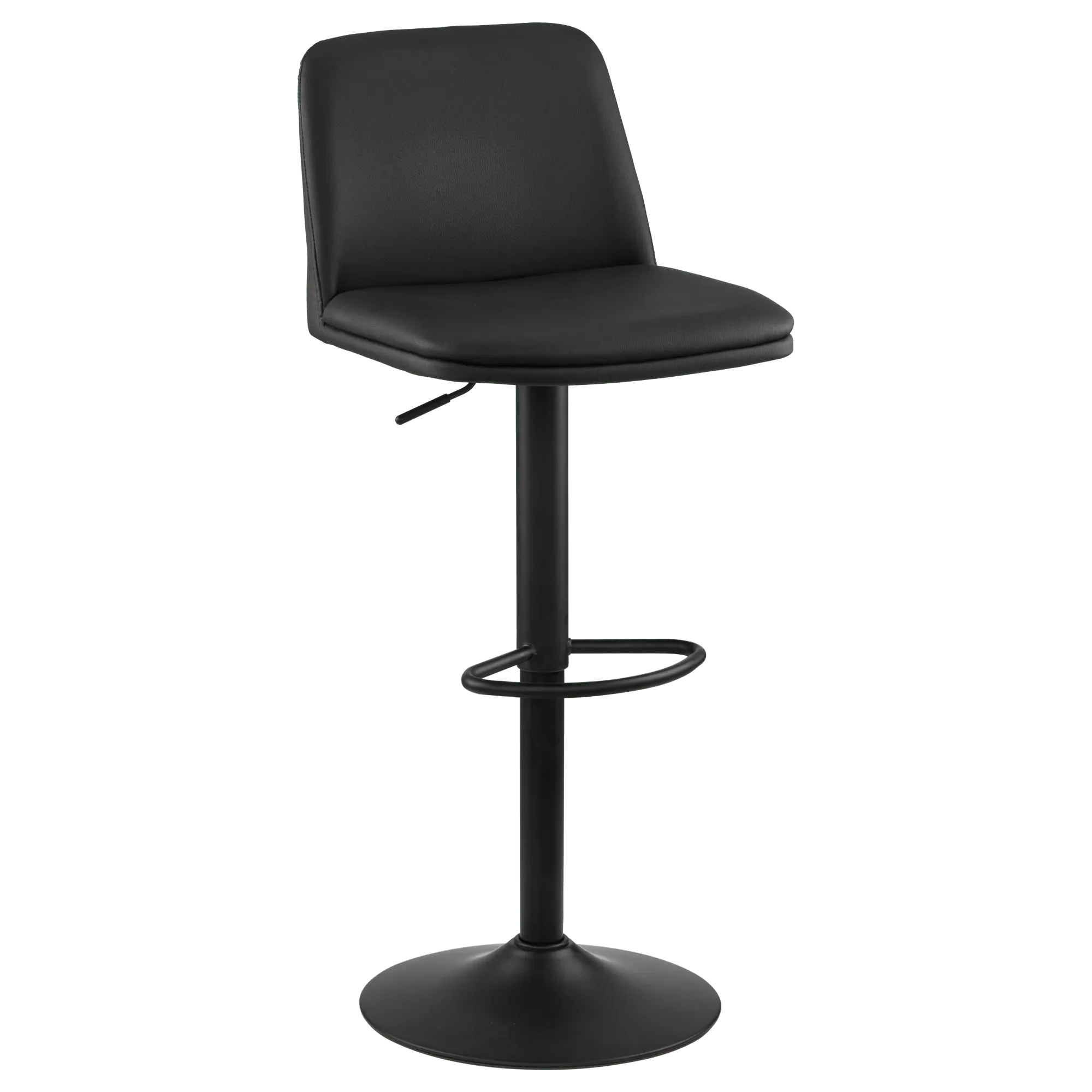 Black Faux Leather and Metal Bar Stool