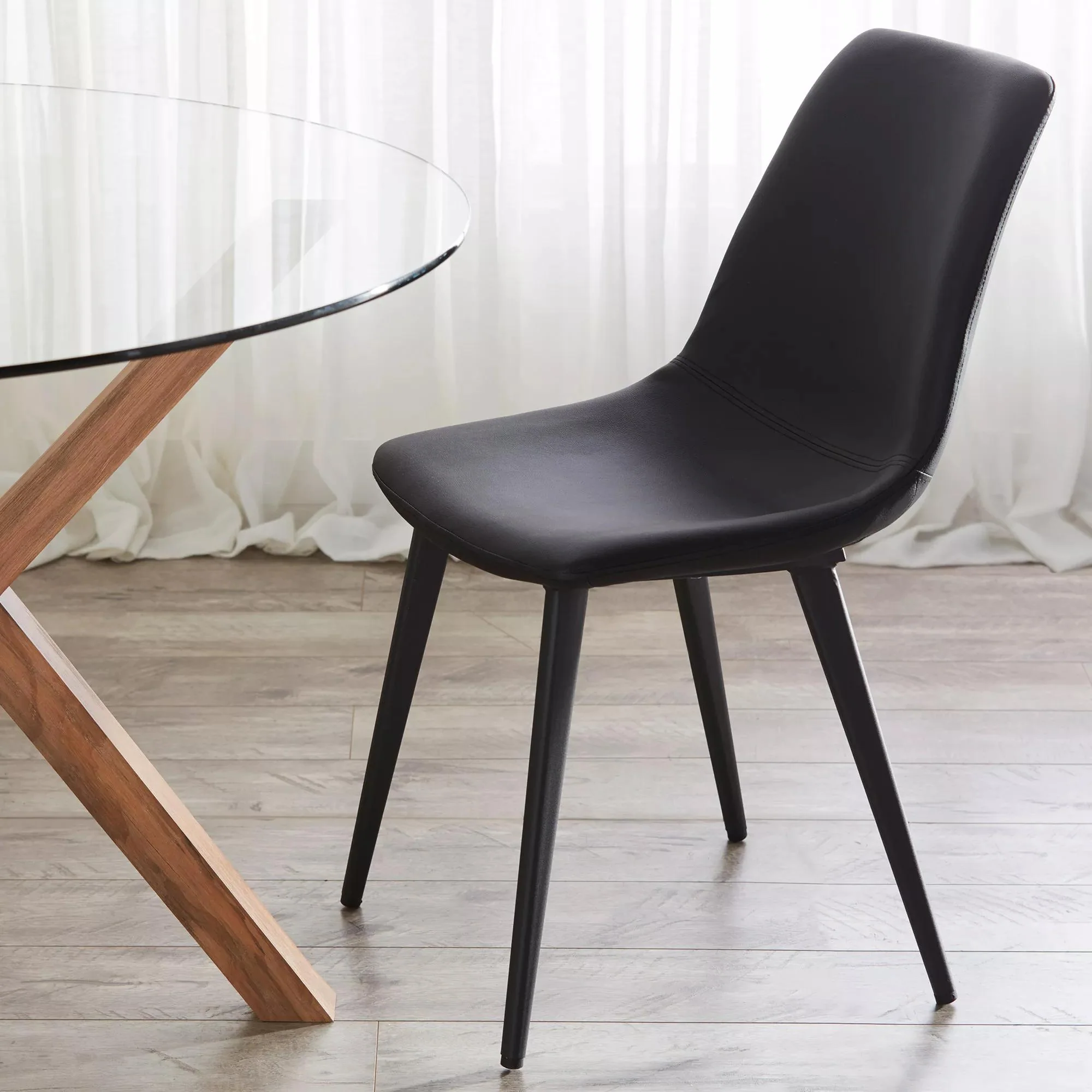 Faux Leather and Metal Dining Chair - Image 2