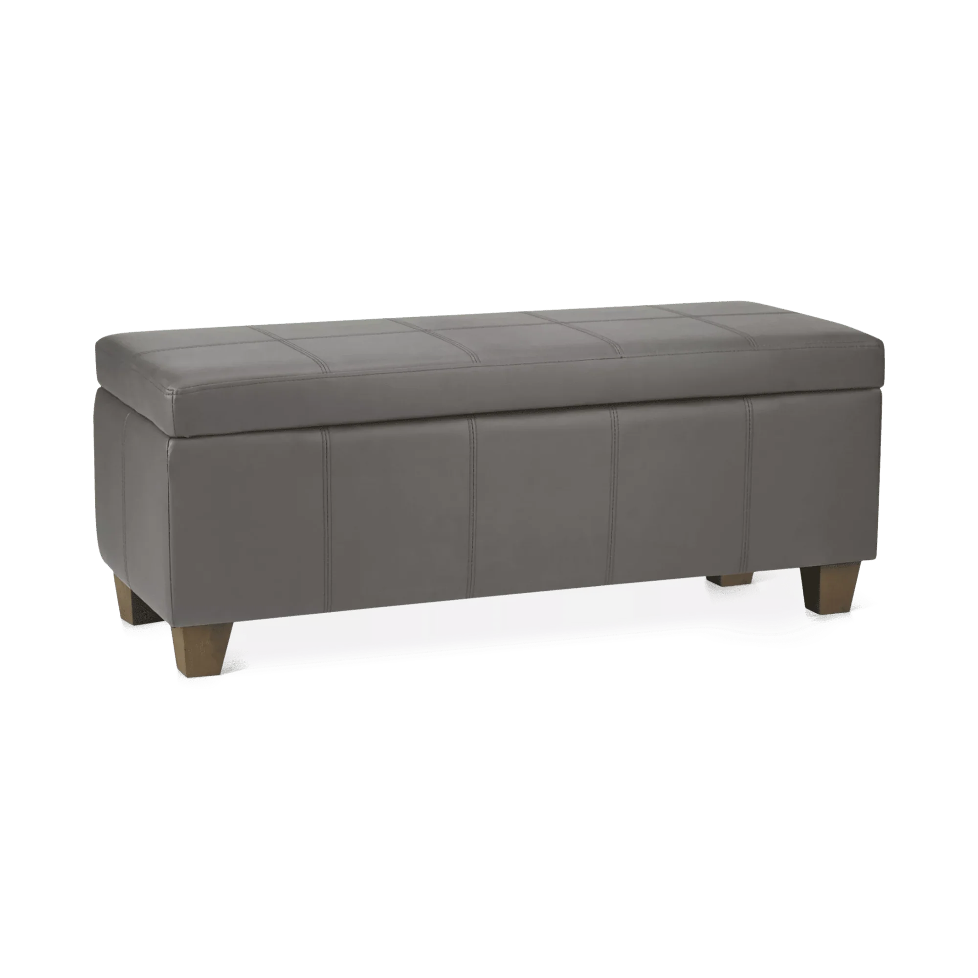 Grey Faux Leather Storage Bench