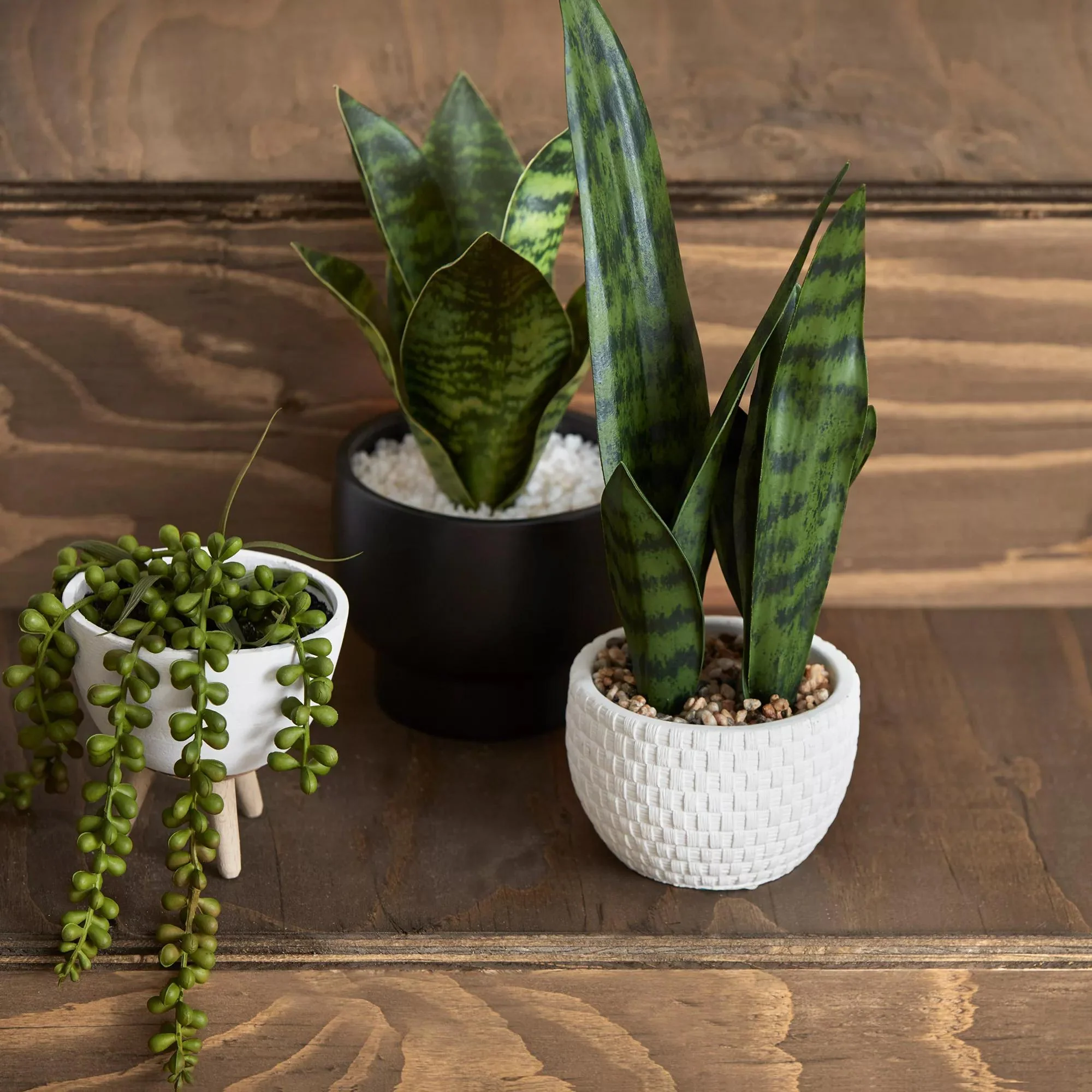 Faux Rattan Ceramic Pot with Artificial Plant - Image 2