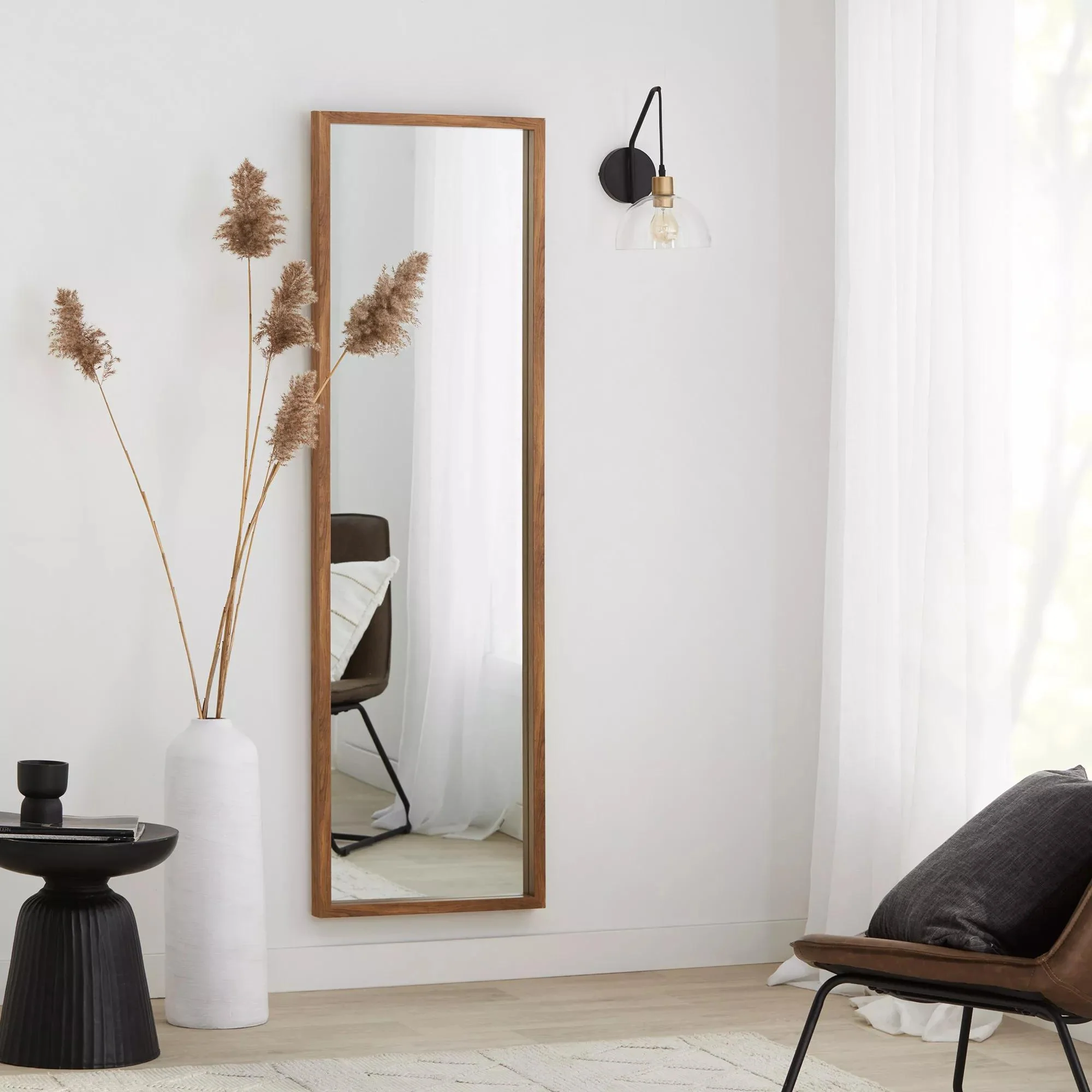 Full-Length Mirror with Wood-Like Frame - Image 2