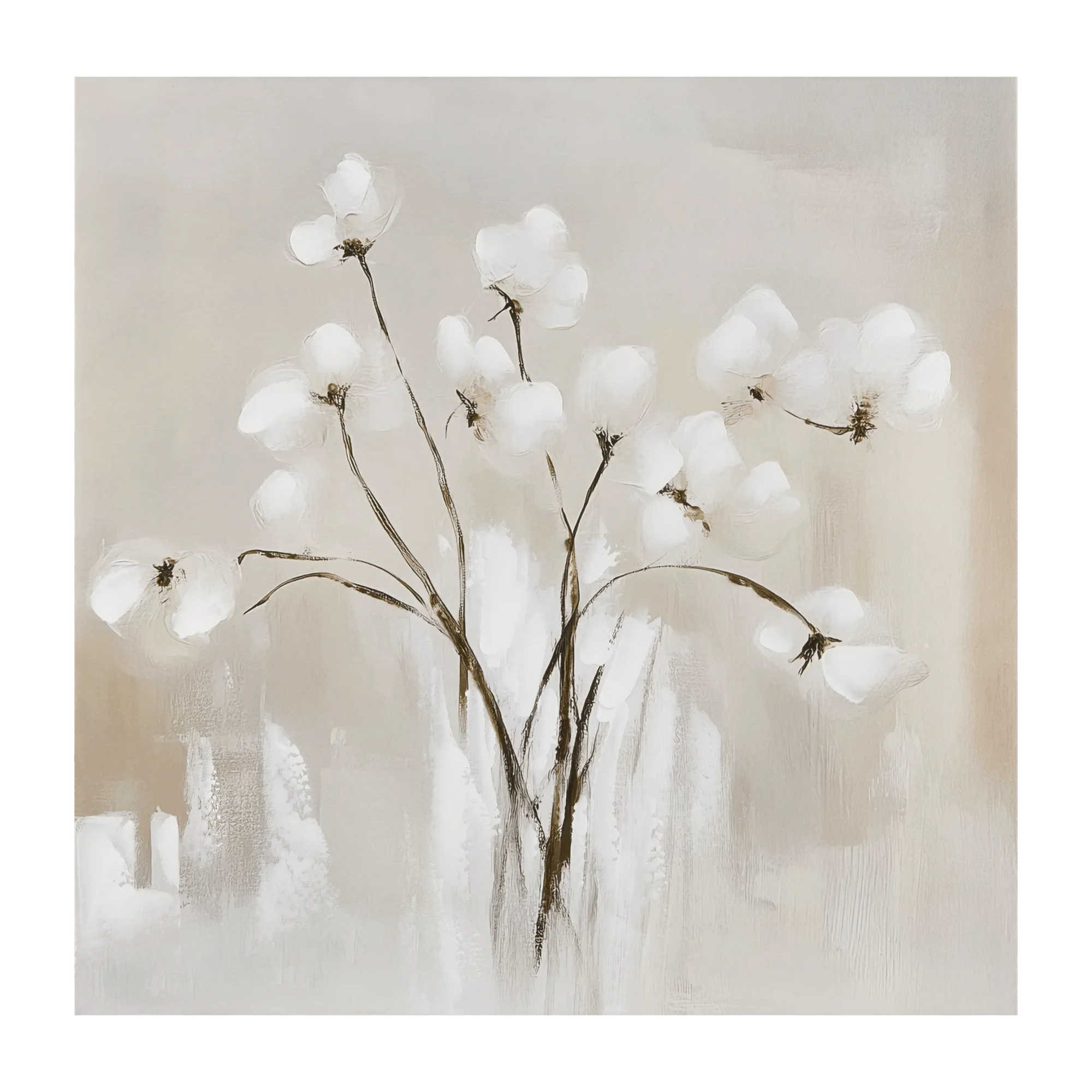 Gel-Embellished White Flowers Art