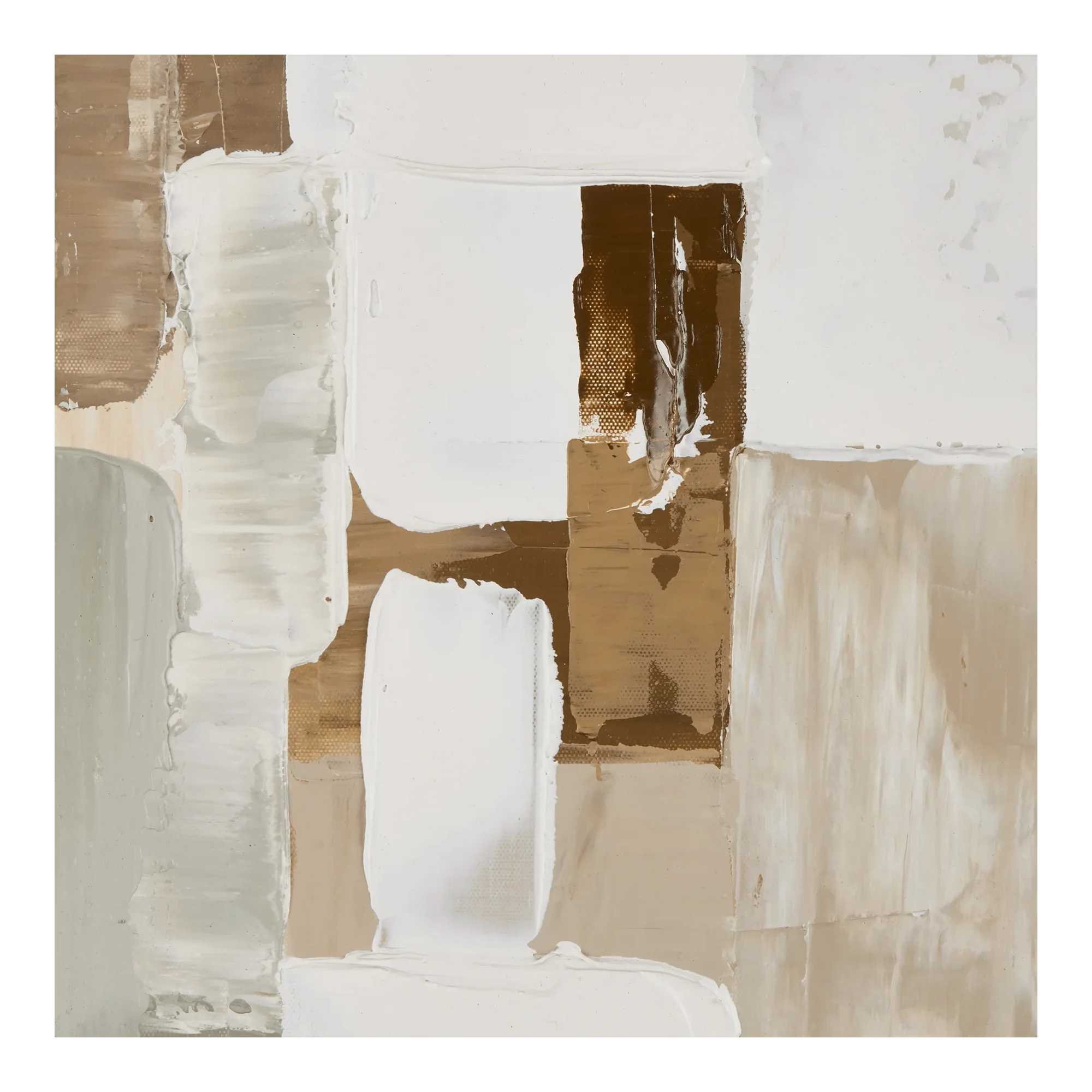 Green & Rust Abstract Oil Painting - Image 2