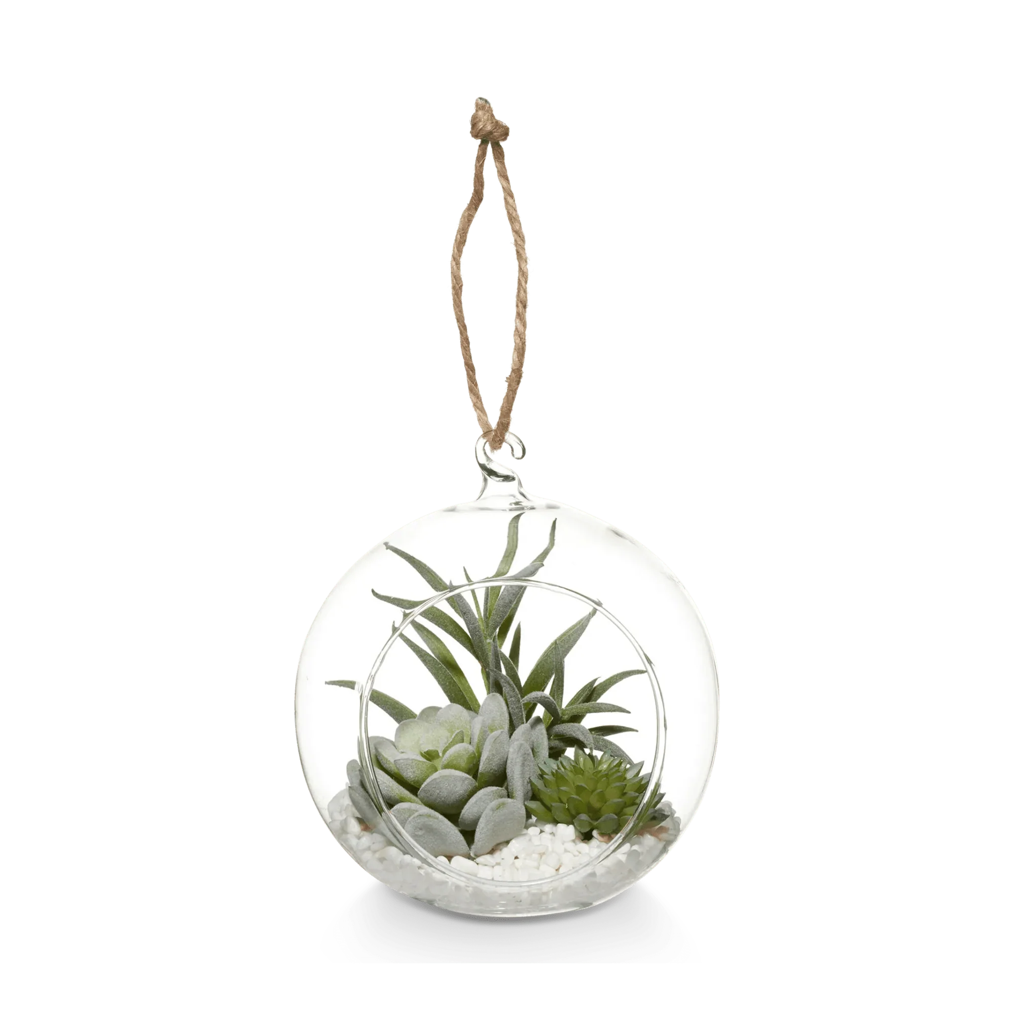 Hanging Terrarium with Artificial Succulent