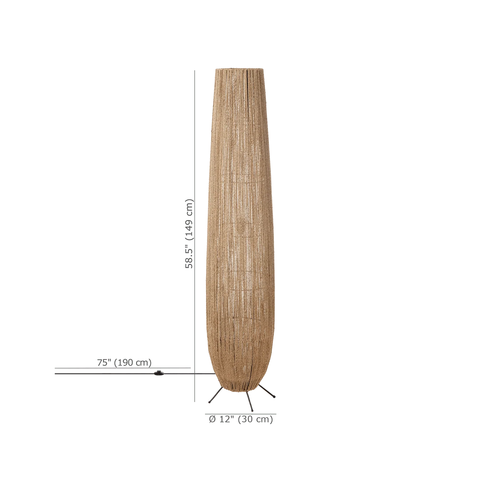 Hemp Rope Tube Floor Lamp - Image 6