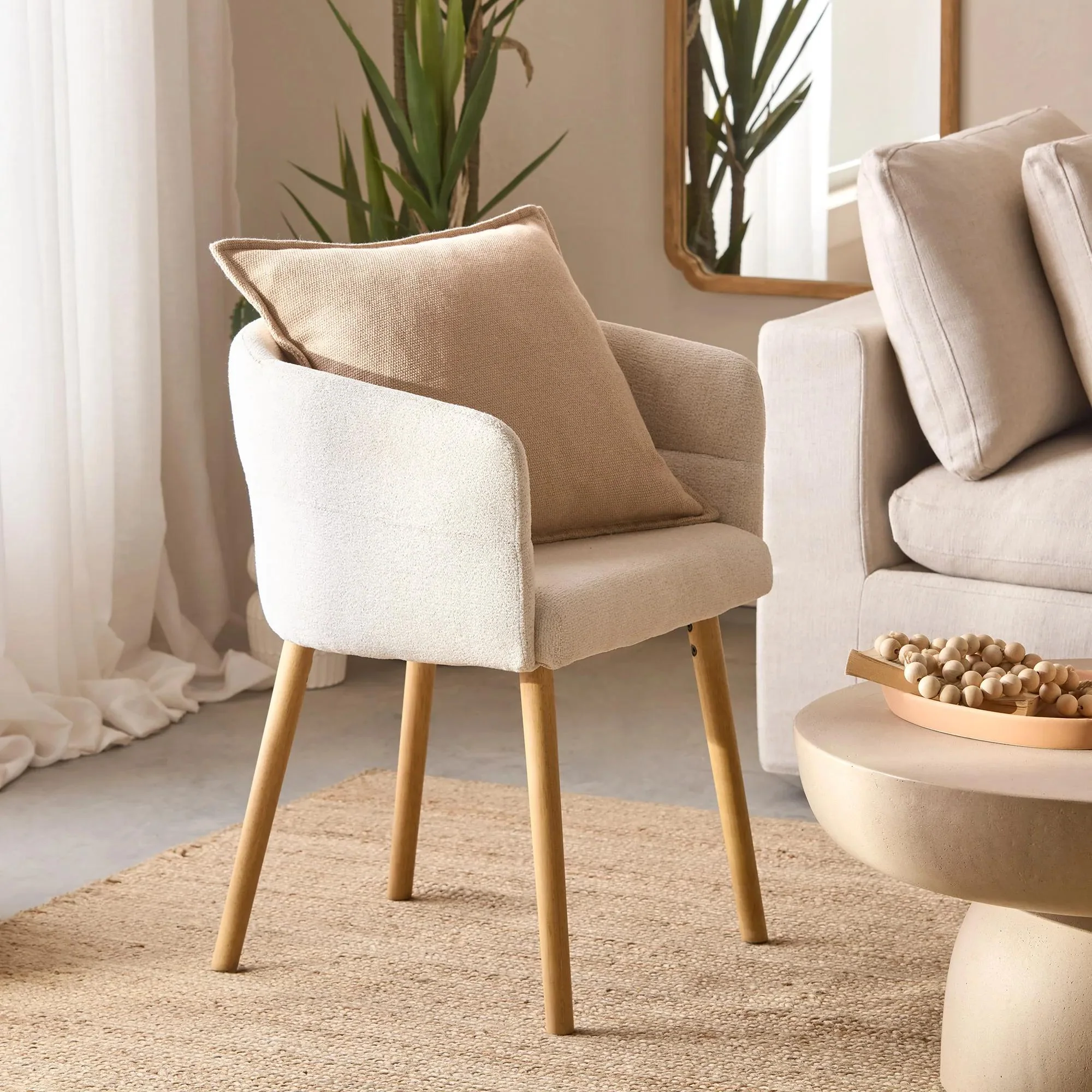 Fabric and Mango Wood Accent Chair - Image 9