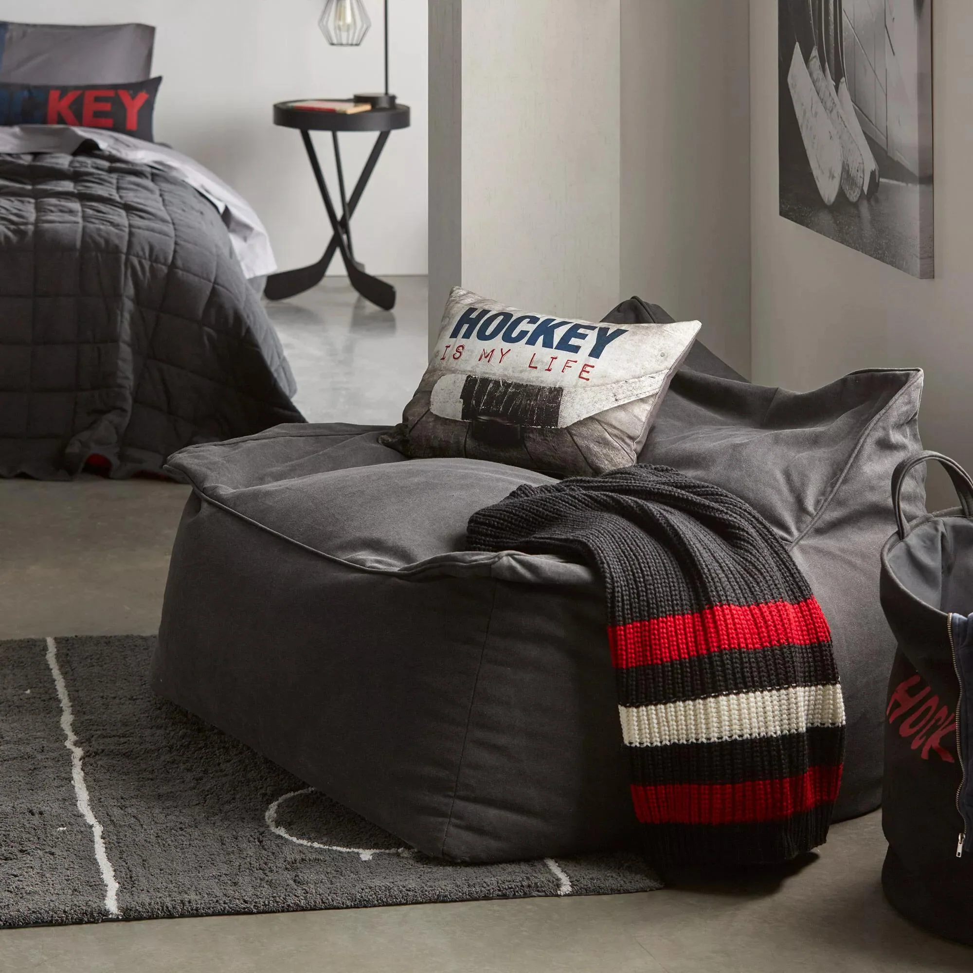 Grey Large Bean Bag Chair - Image 2