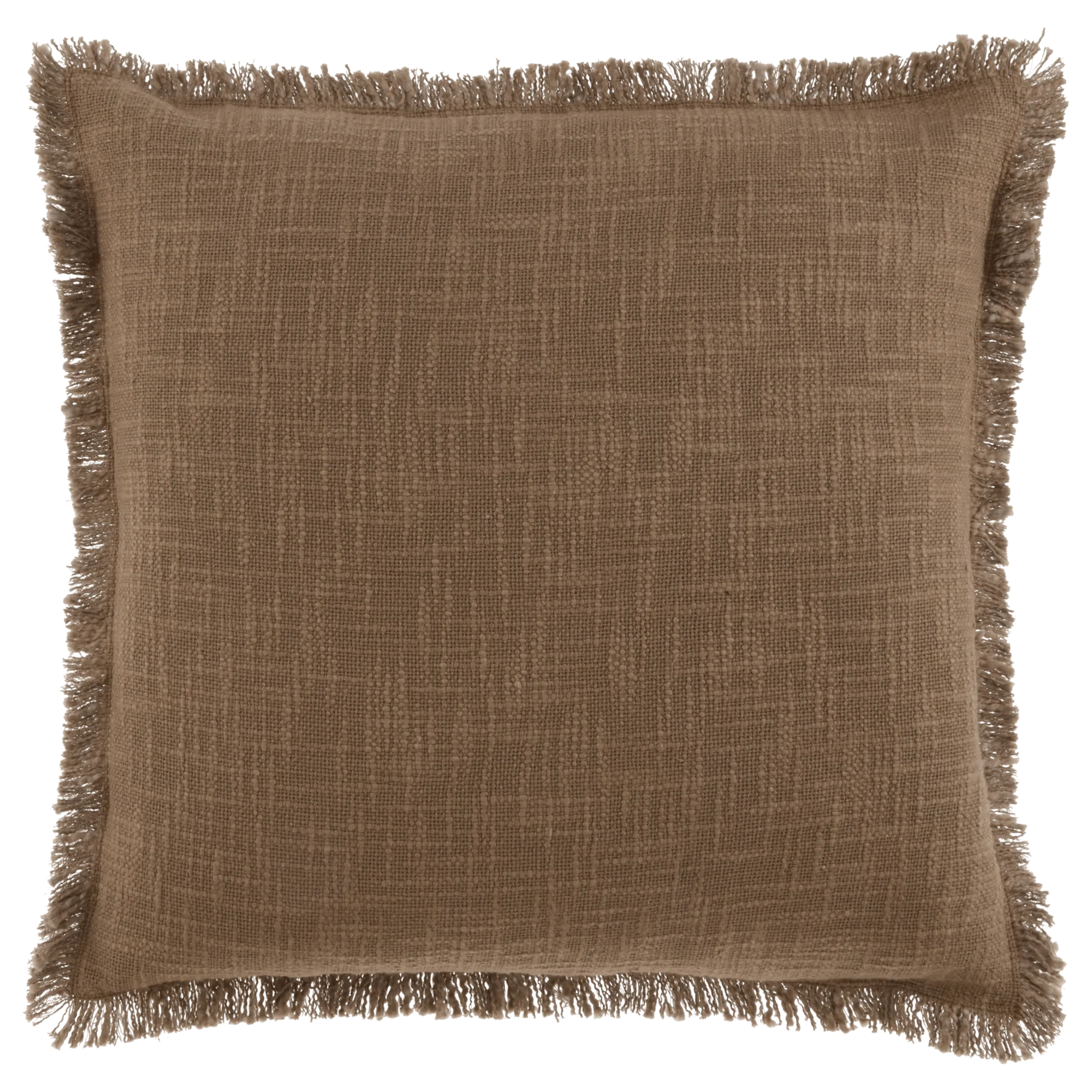 Latigo Brown Fringe Cushion Cover